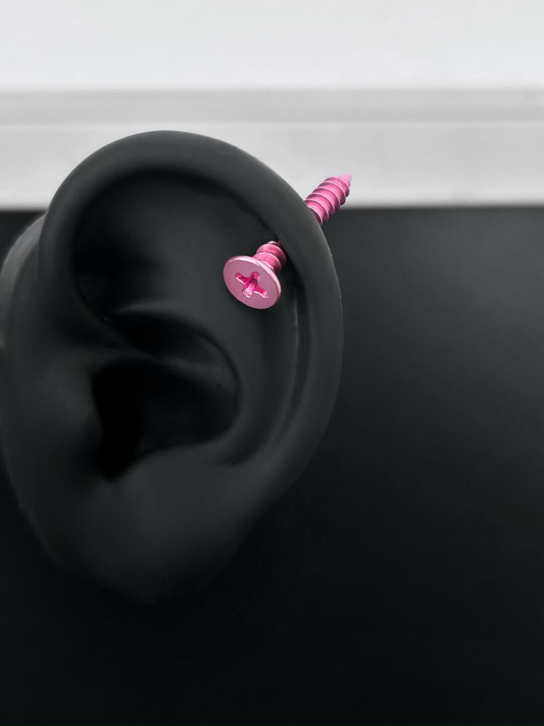 Pink Screw Helix Earrings