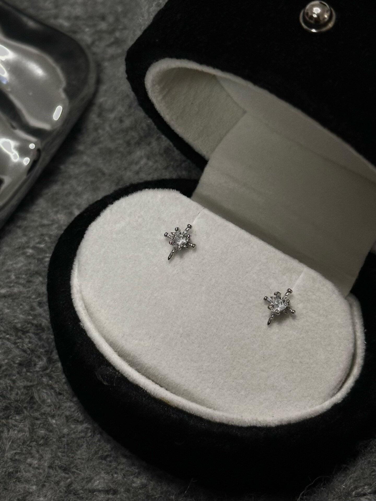 Heart Cross Crystal Titanium Cartilage Earring