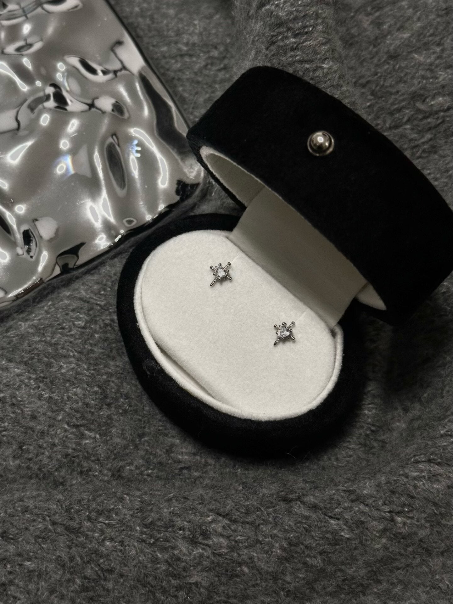 Heart Cross Crystal Titanium Cartilage Earring
