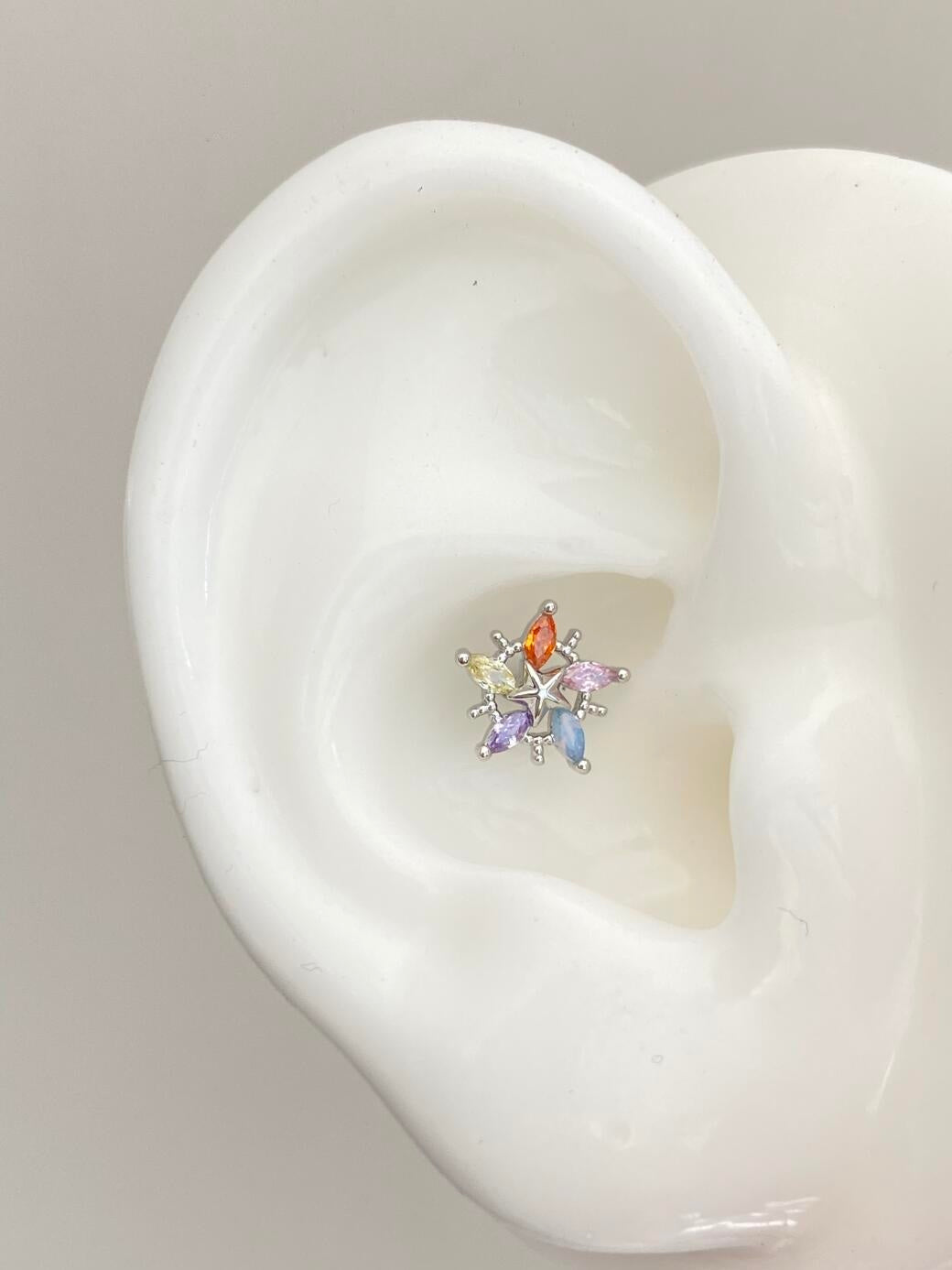 Rainbow Starburst Helix Earrings
