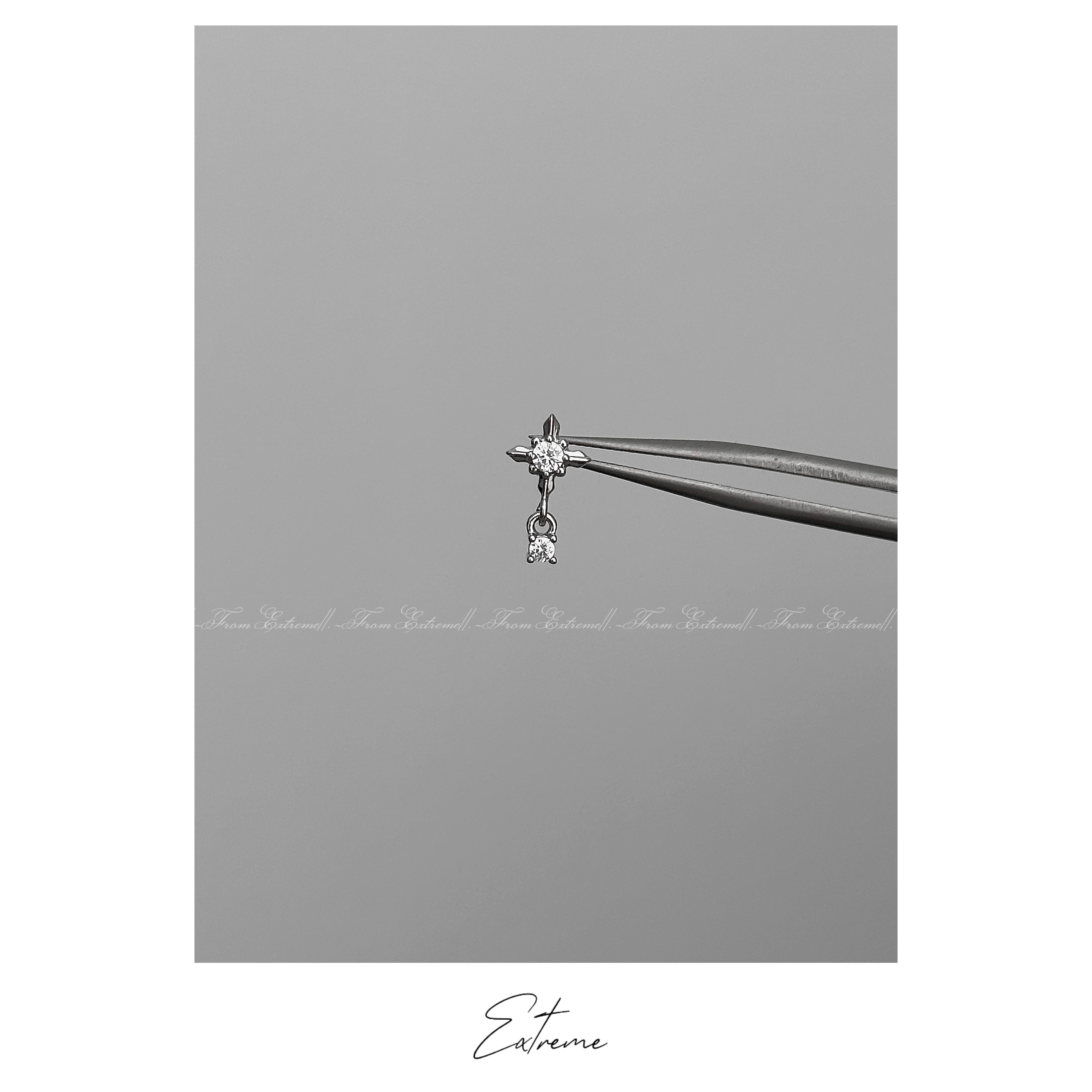 Silver Cross Star Titanium Cartilage Stud Earring