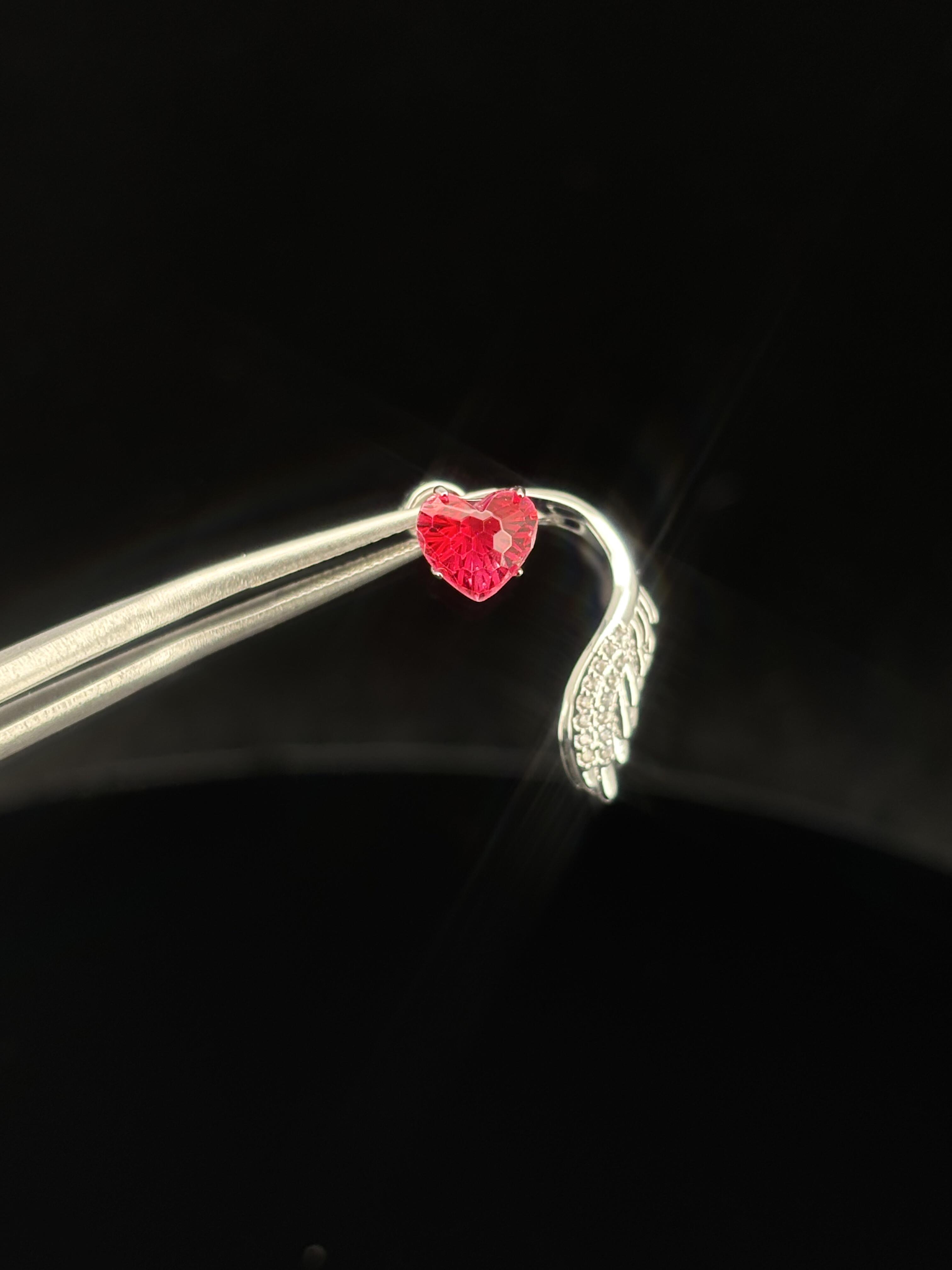 Red Heart Halo Wings Helix Earrings