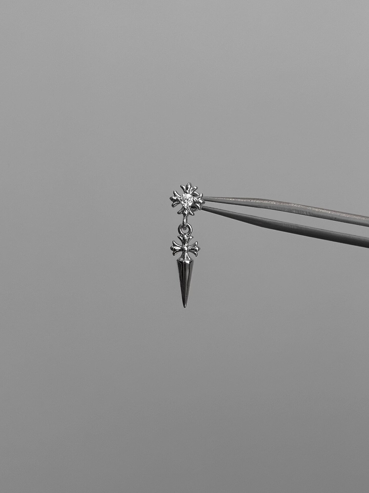 Gothic Spike Cross Flower Dangle Cartilage Stud Earring