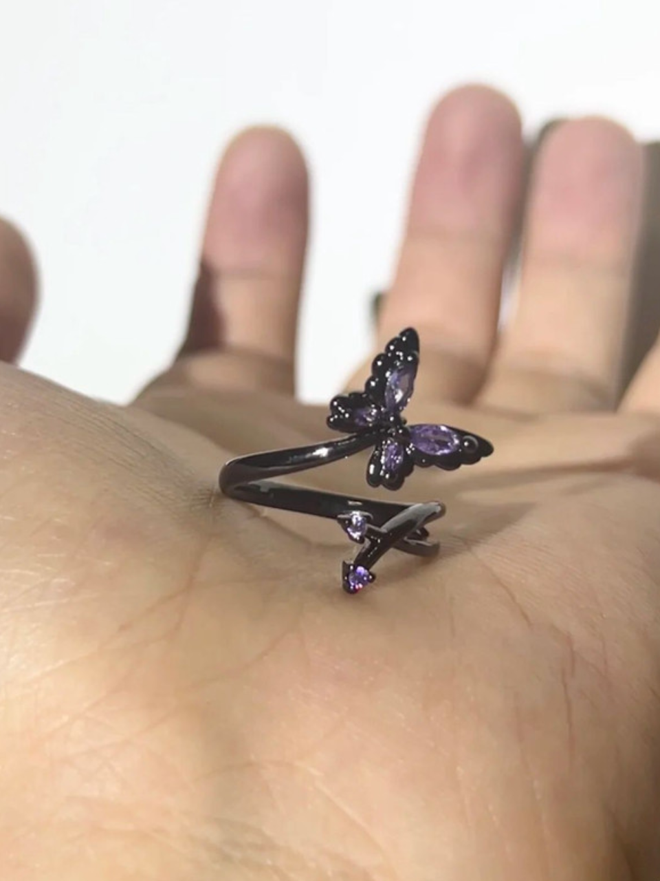Purple Zirconia Sparkle Butterfly Ring