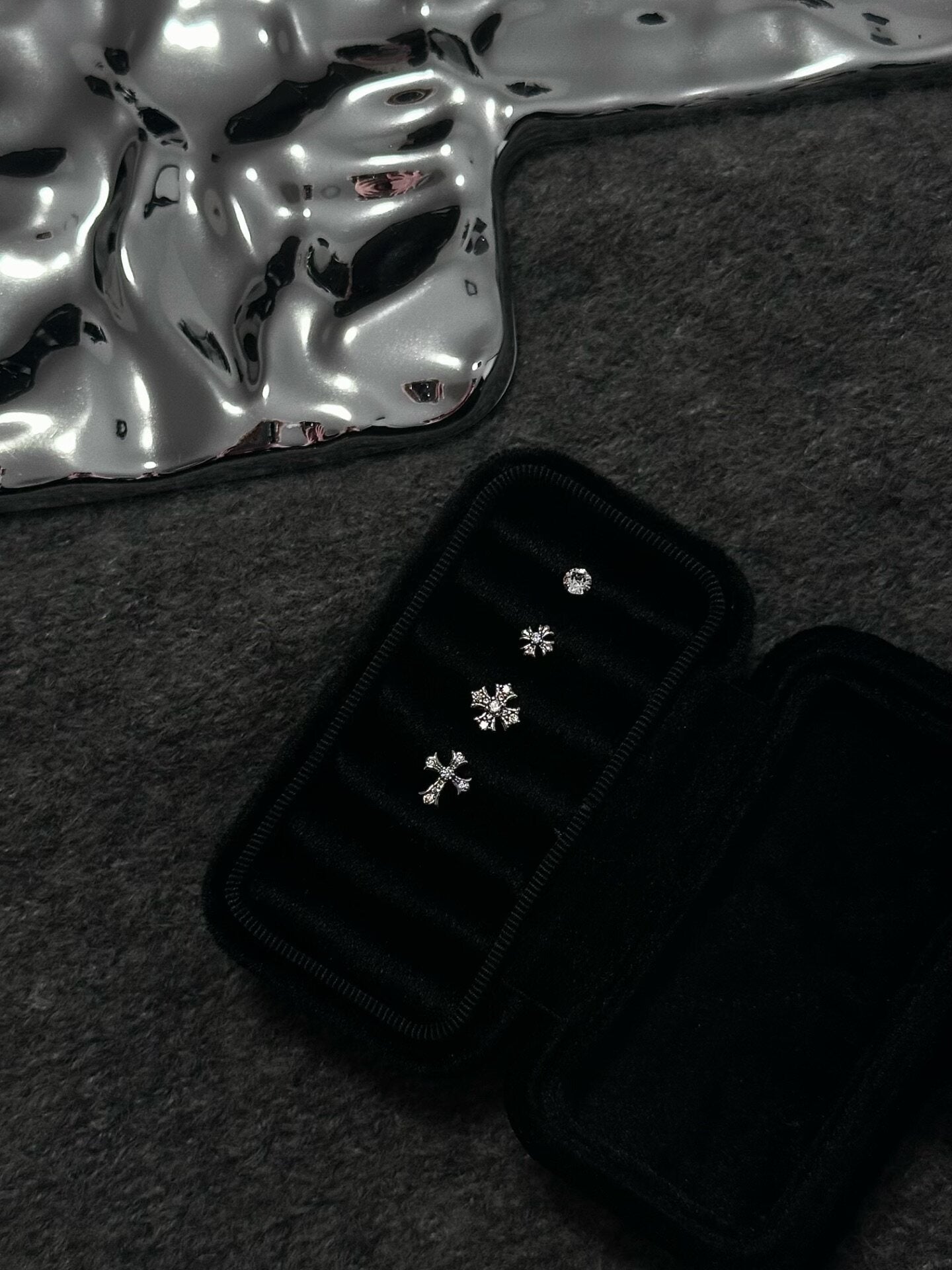 Crystal Cross Titanium Cartilage Earring Set
