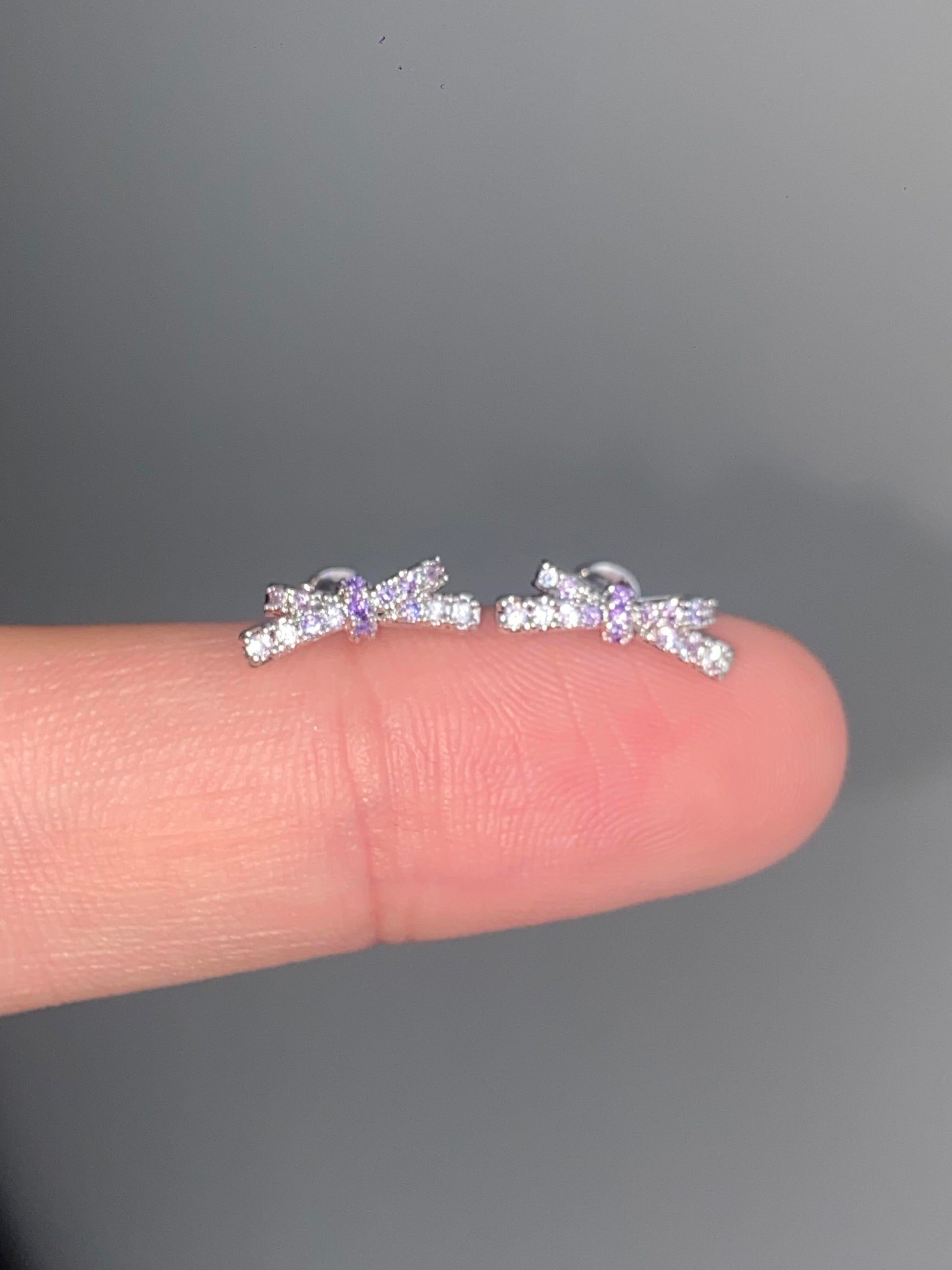 Purple Fairy Bow Helix Earrings