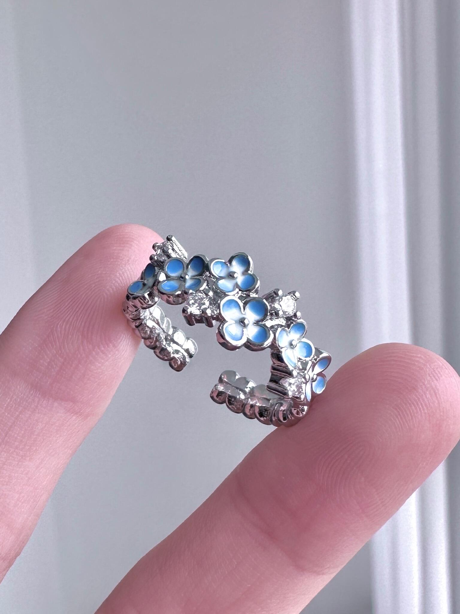 Azure Flower Adjustable Ring