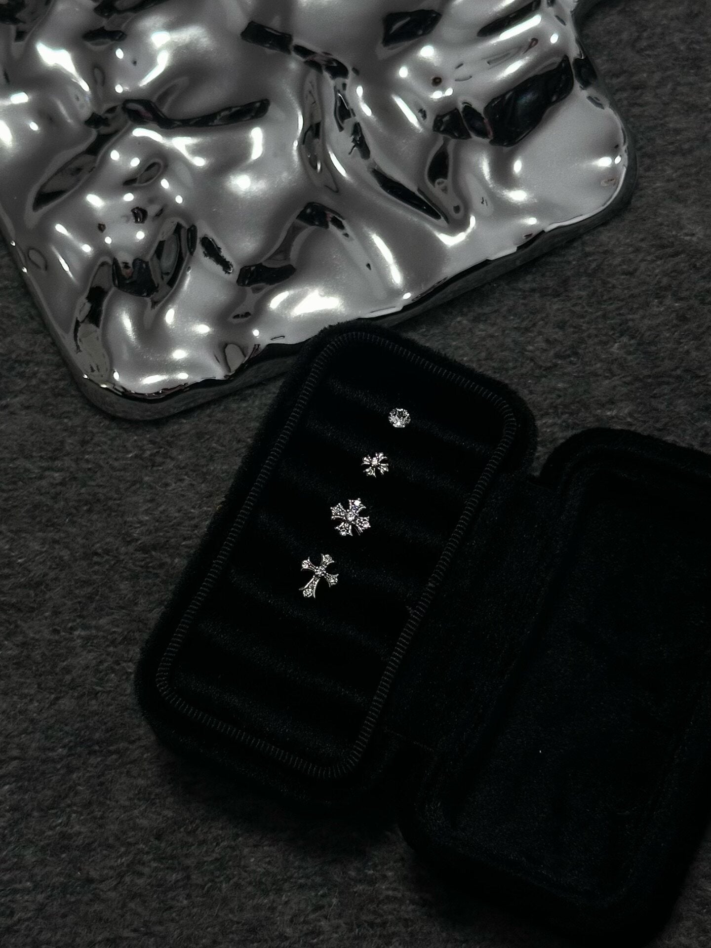 Crystal Cross Titanium Cartilage Earring Set