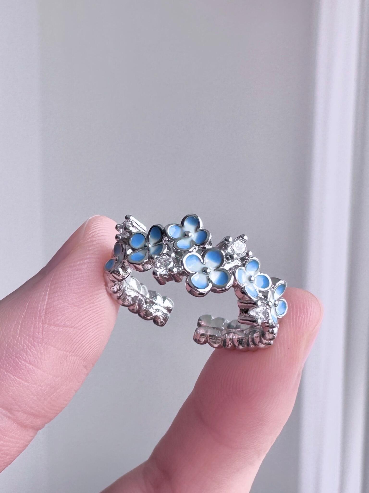 Azure Flower Adjustable Ring