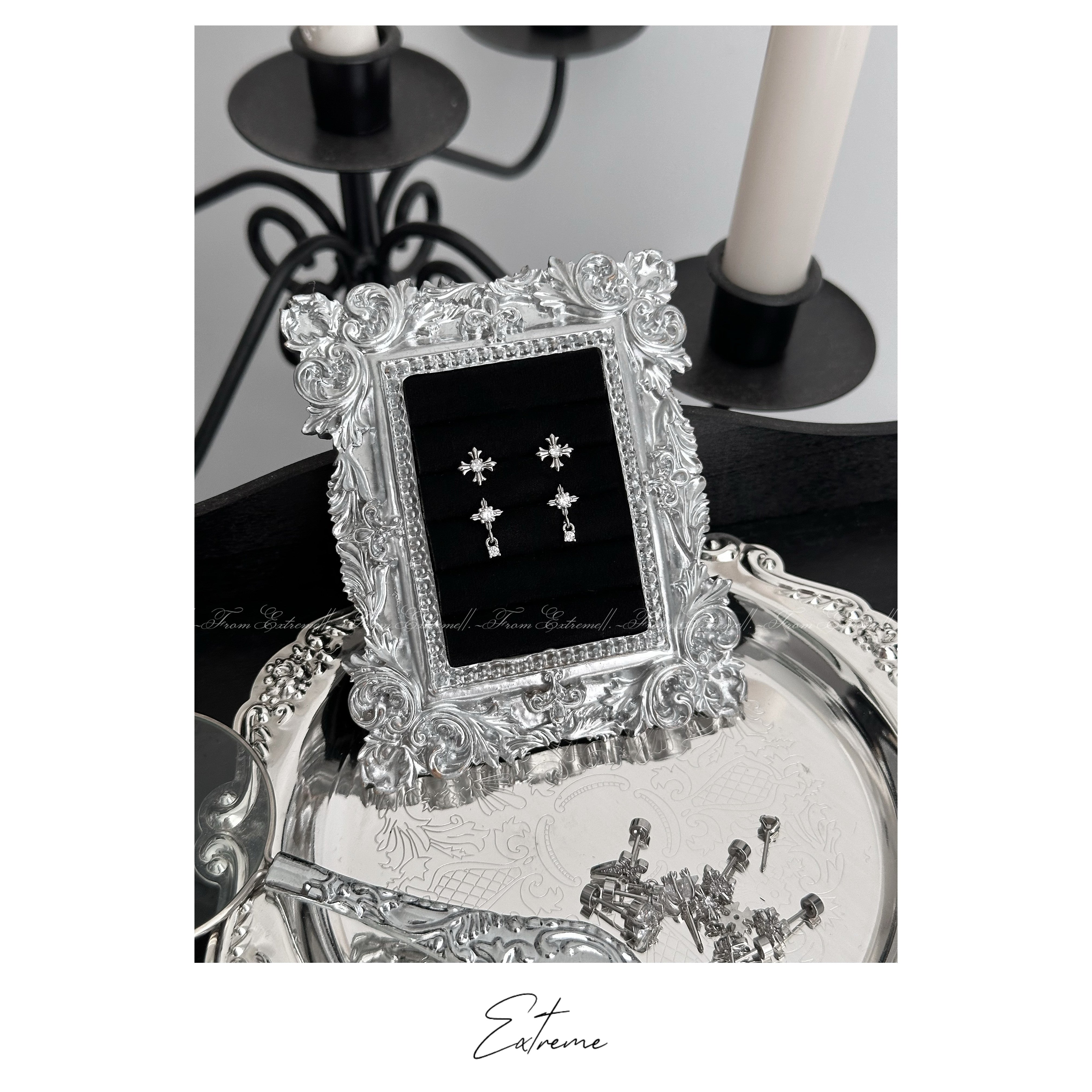 Silver Cross Star Titanium Cartilage Stud Earring