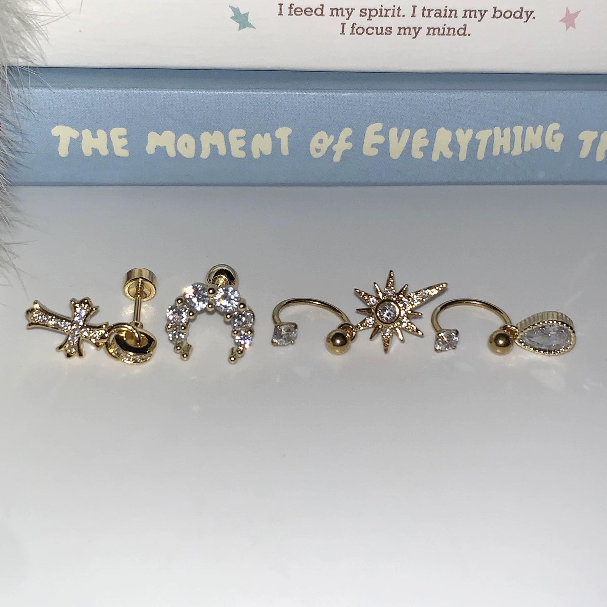 Heavenly Orbit Gold Earring Stack