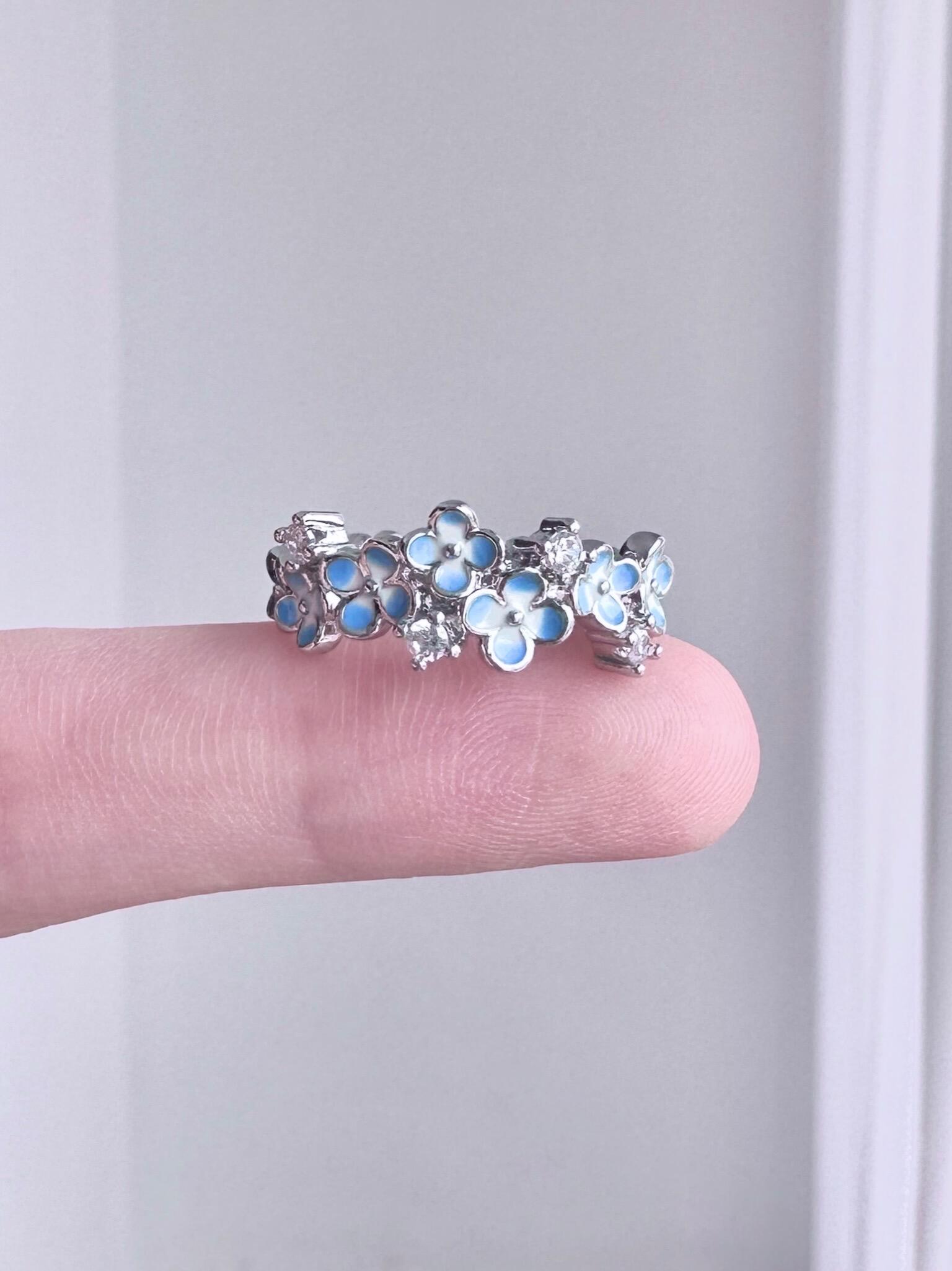 Azure Flower Adjustable Ring
