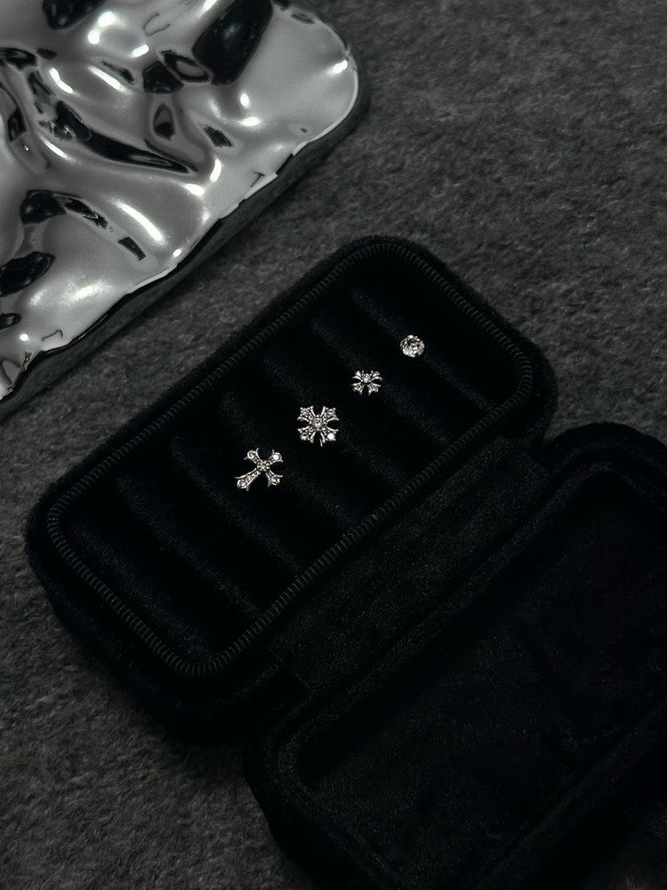 Crystal Cross Titanium Cartilage Earring Set