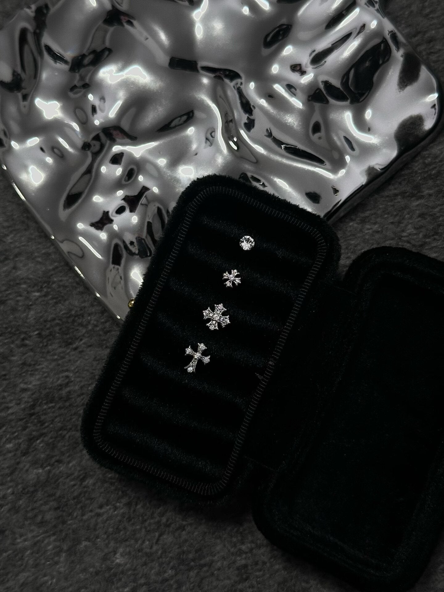 Crystal Cross Titanium Cartilage Earring Set