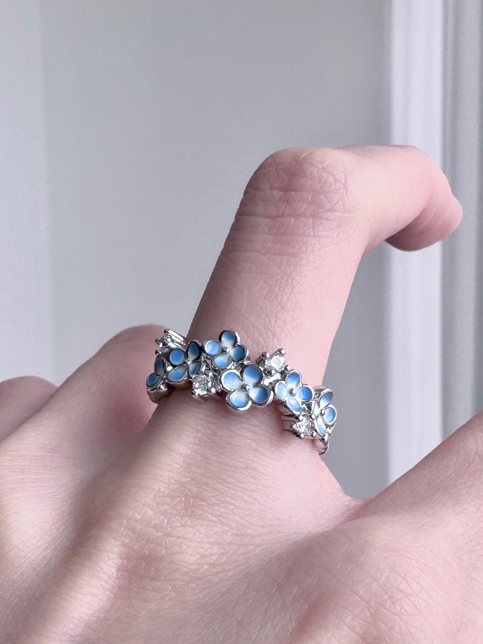 Azure Flower Adjustable Ring
