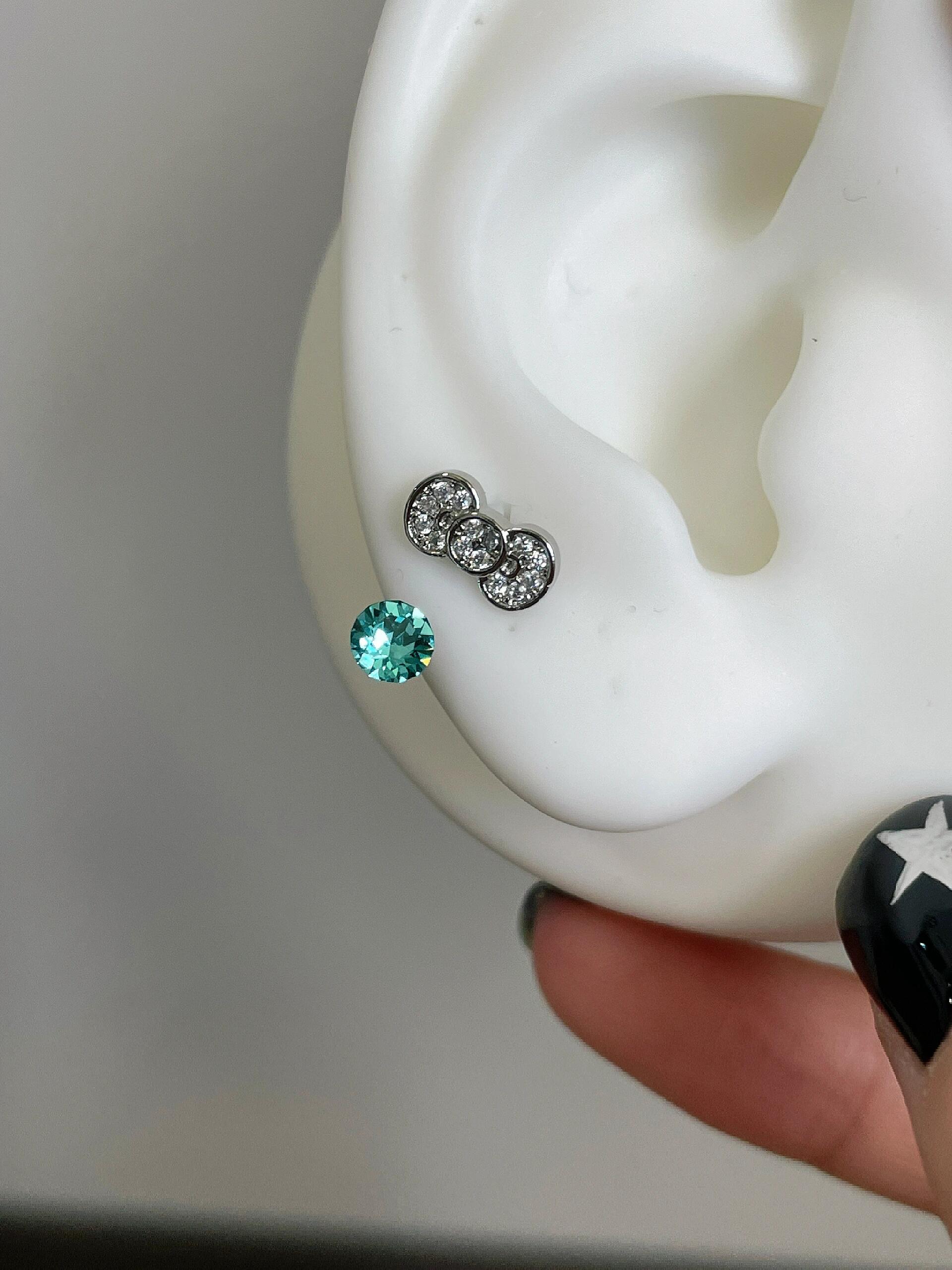 Teal Bow Earrings