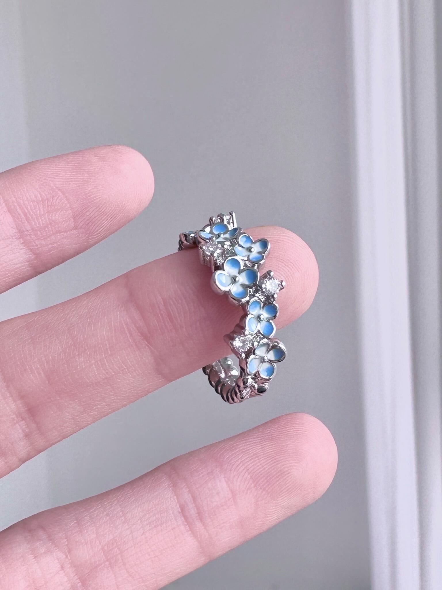 Azure Flower Adjustable Ring