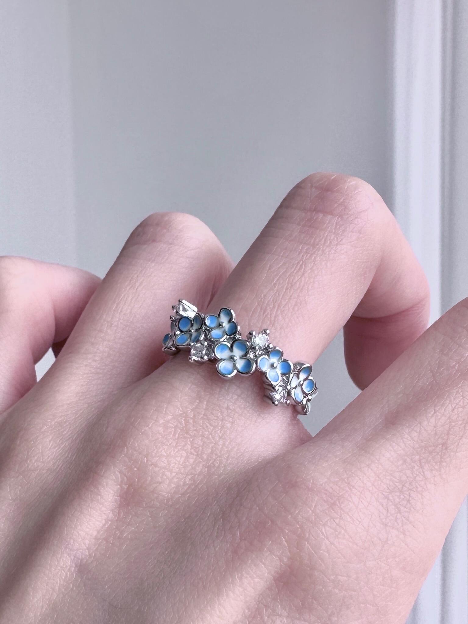Azure Flower Adjustable Ring