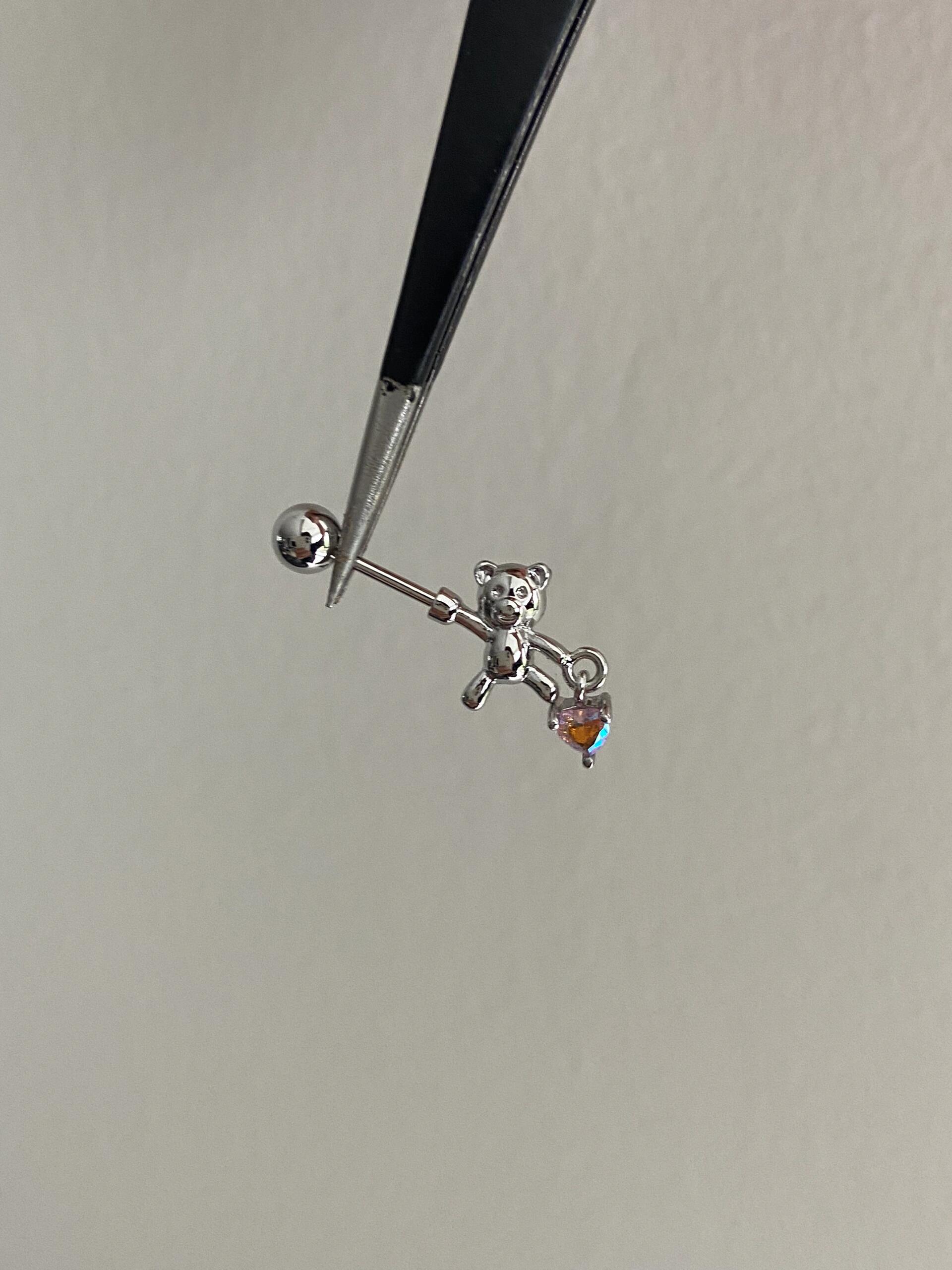 Charmie Bear Vertical Helix Earrings