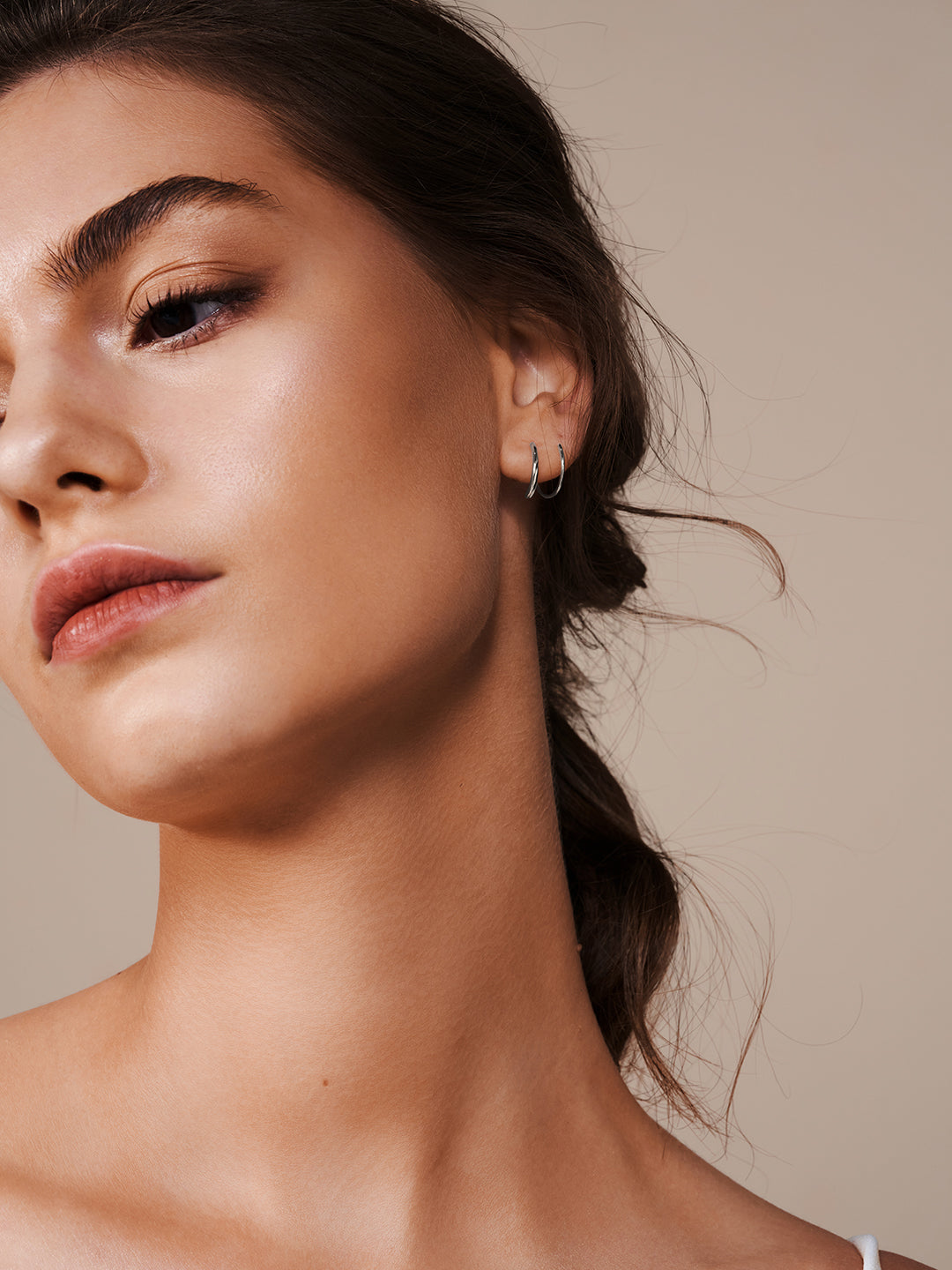 Silver Double Hoops