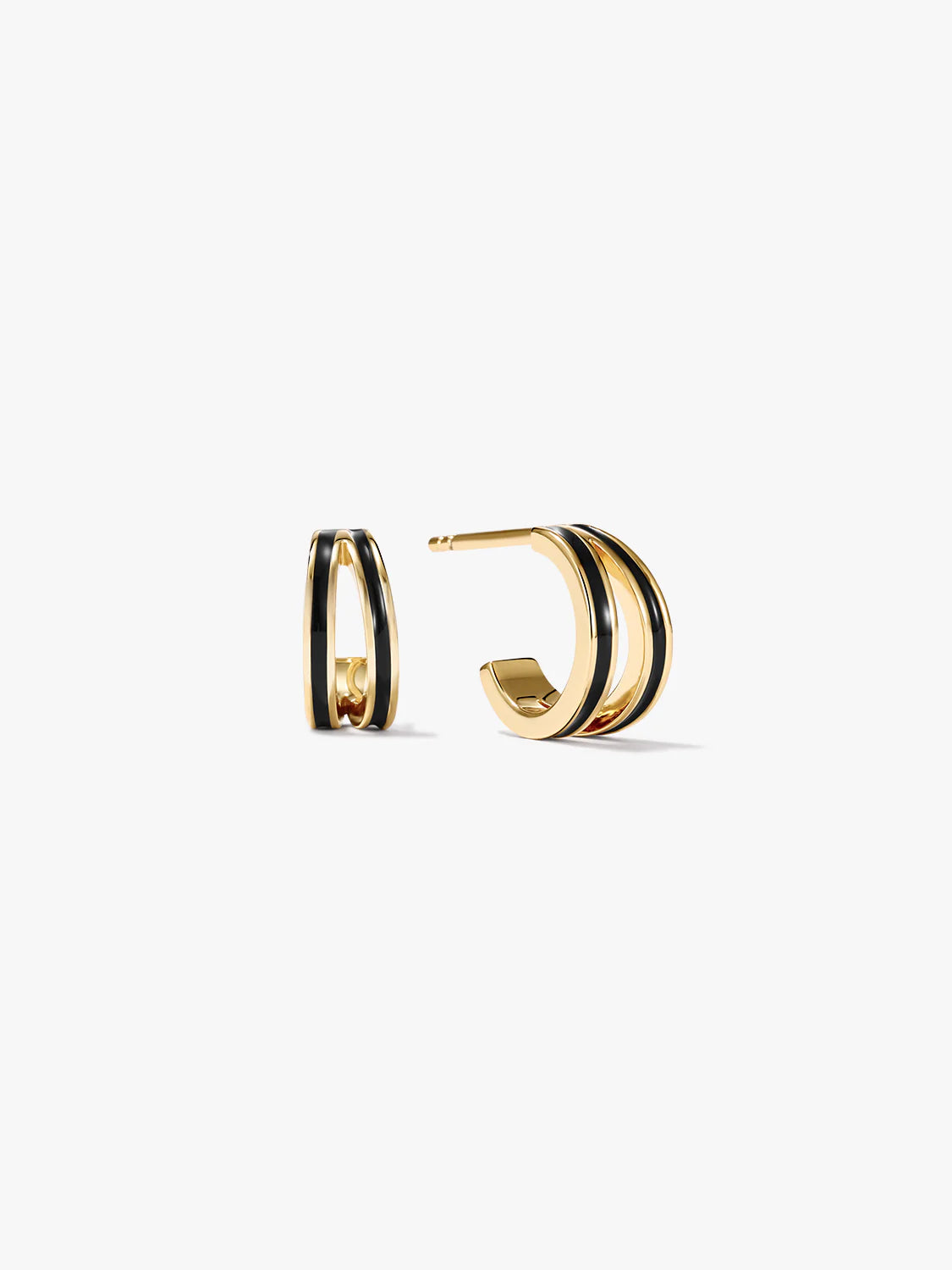 Black Enamel Double Huggies