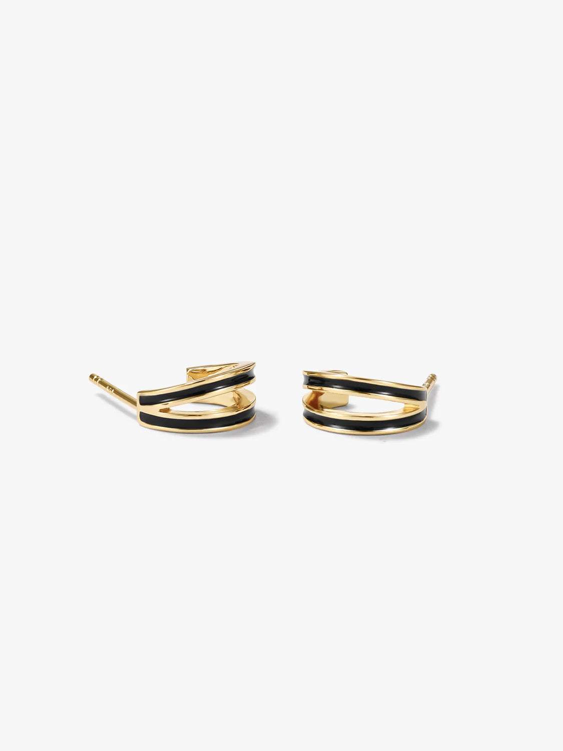 Black Enamel Double Huggies