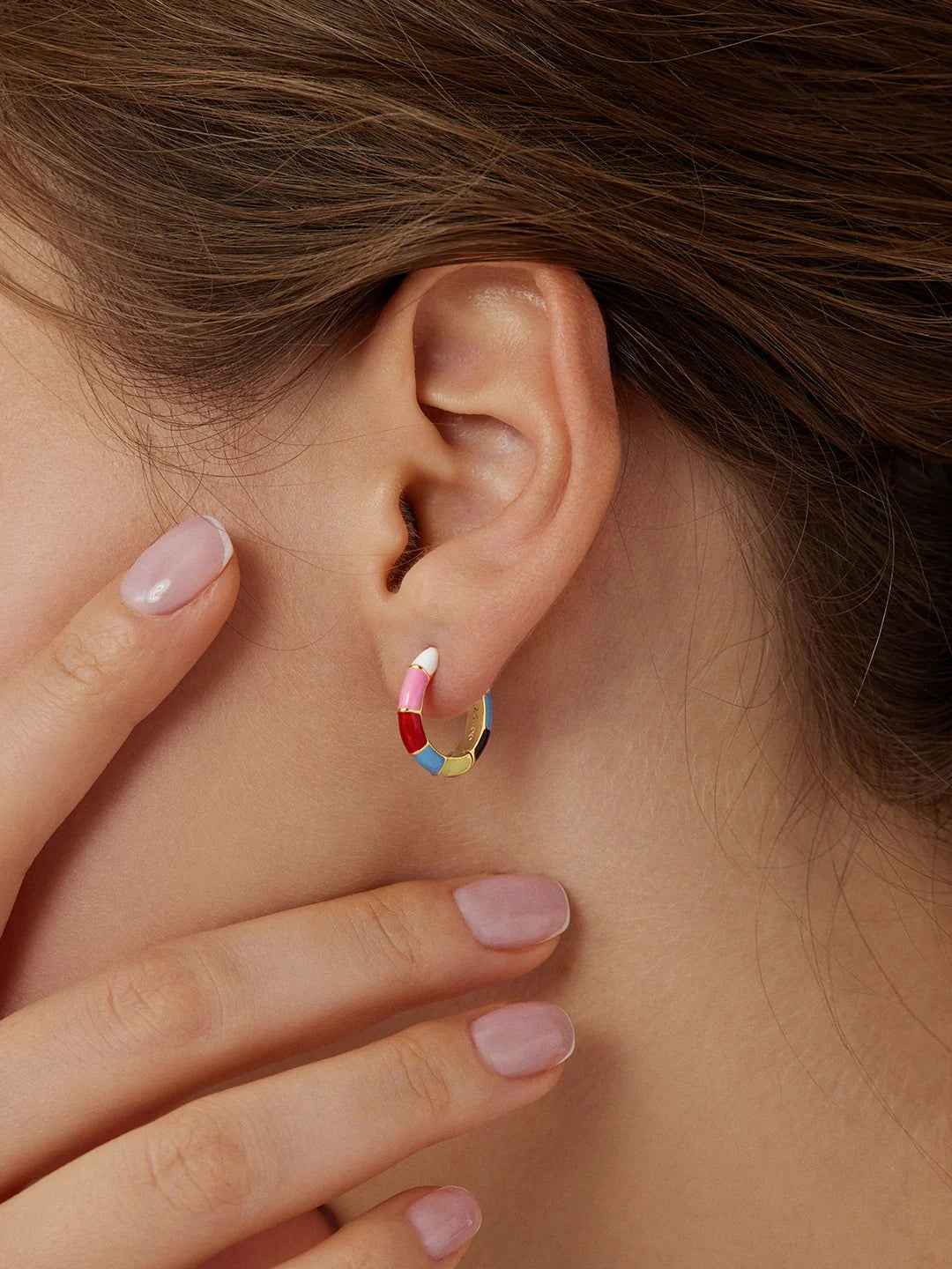 Enamel Color Block Hoops