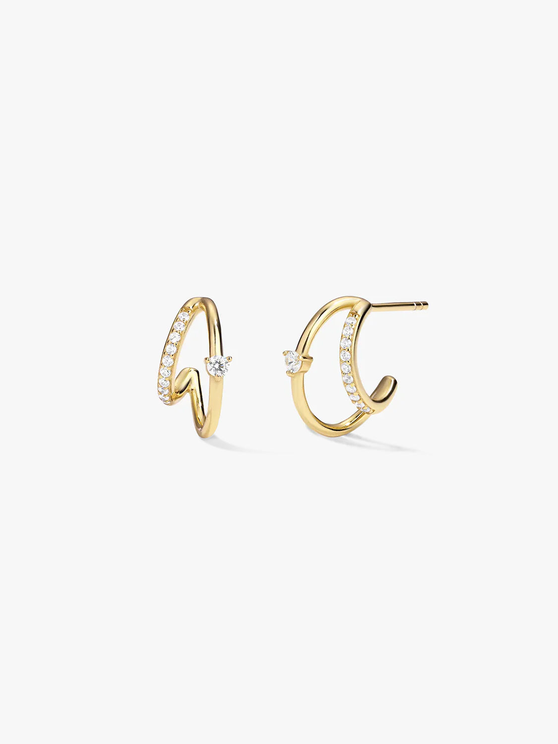 Pave & Prong Crystal Double Hoop Earrings