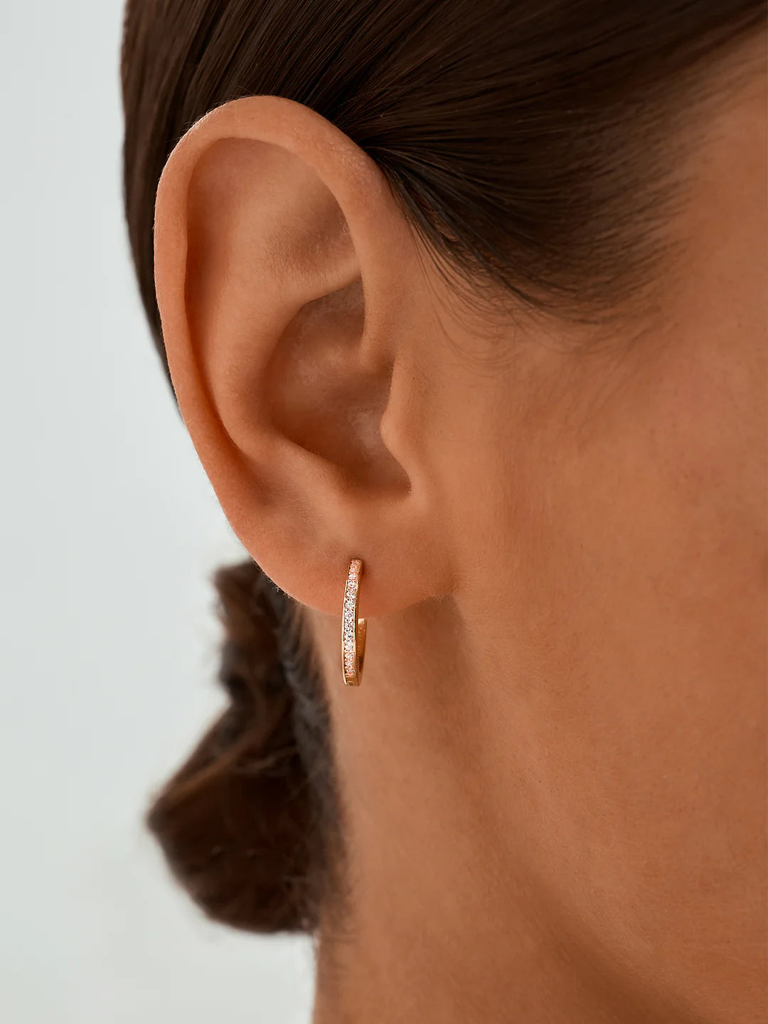 Thin Pave Crystal Hoops