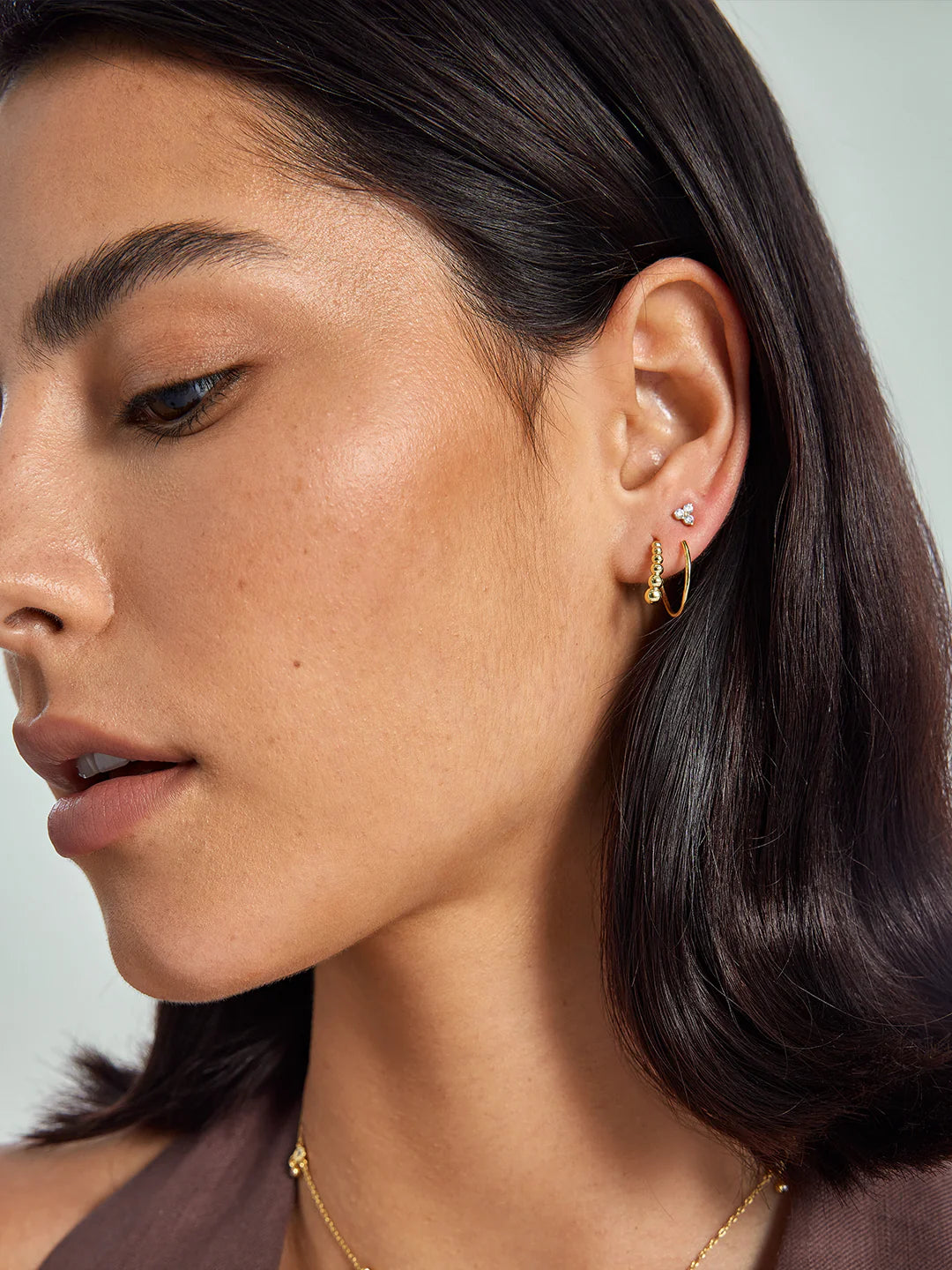 Beaded Double Hoops