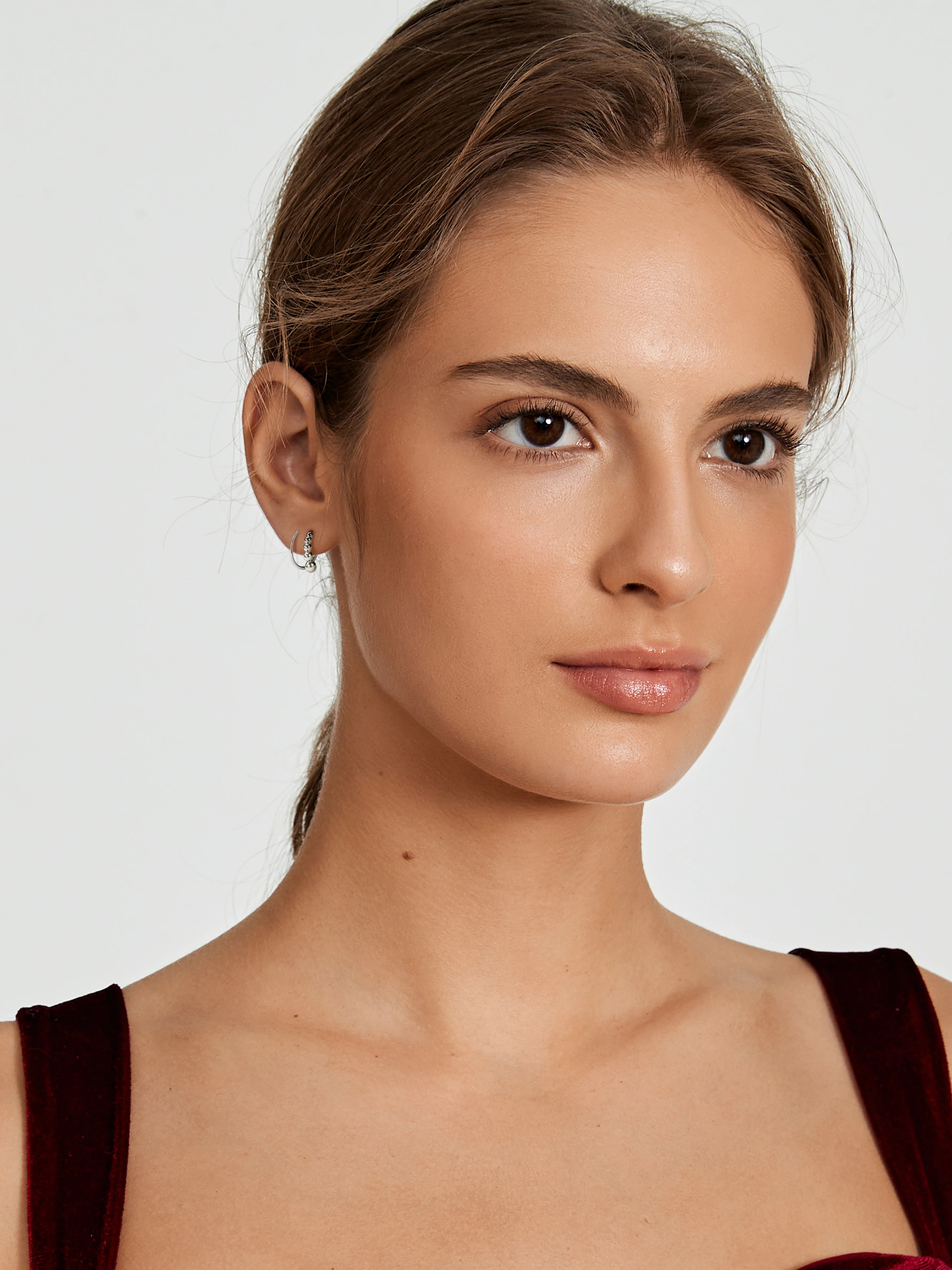Beaded Double Hoops