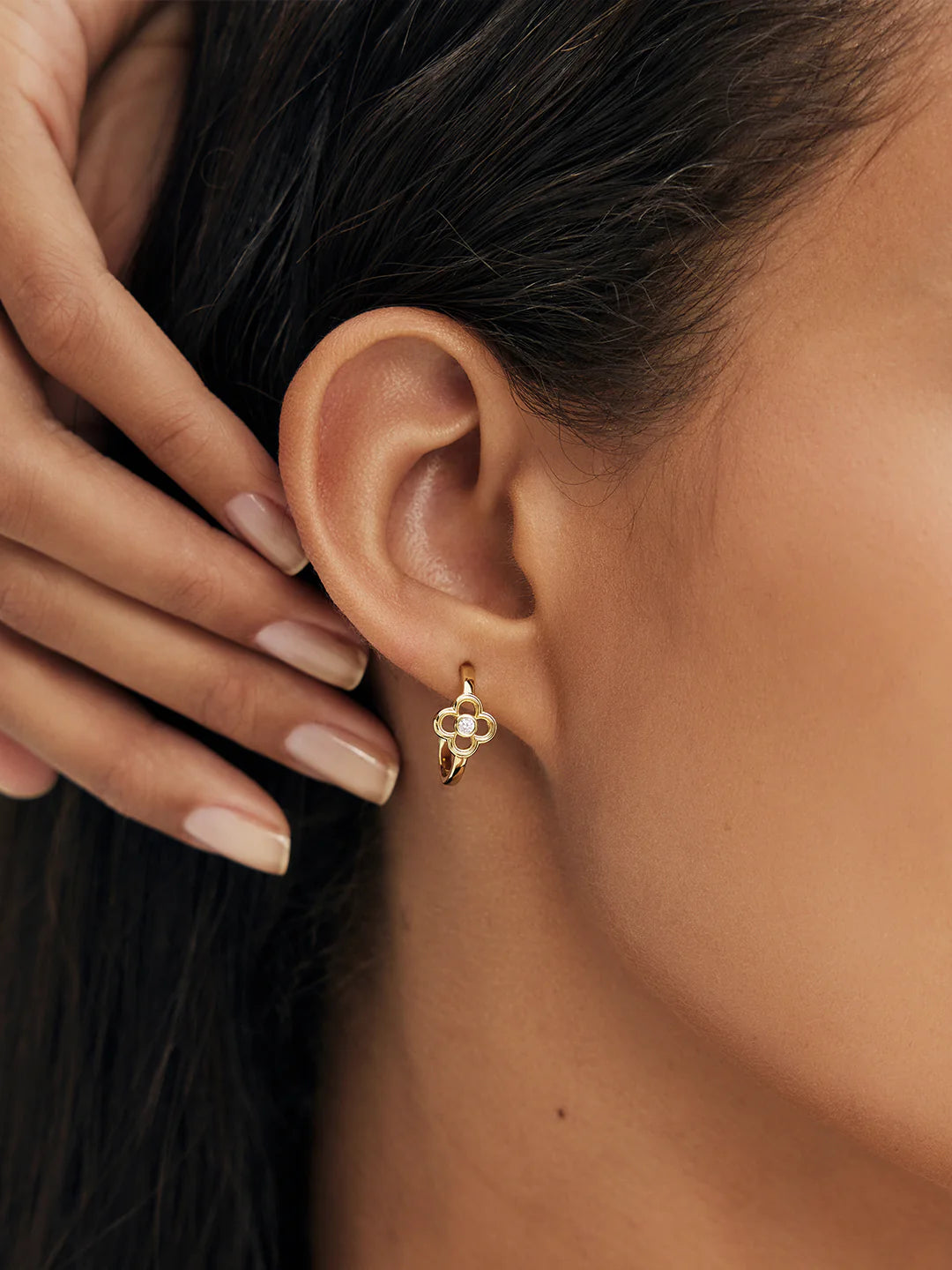 Clover Crystal Hoops
