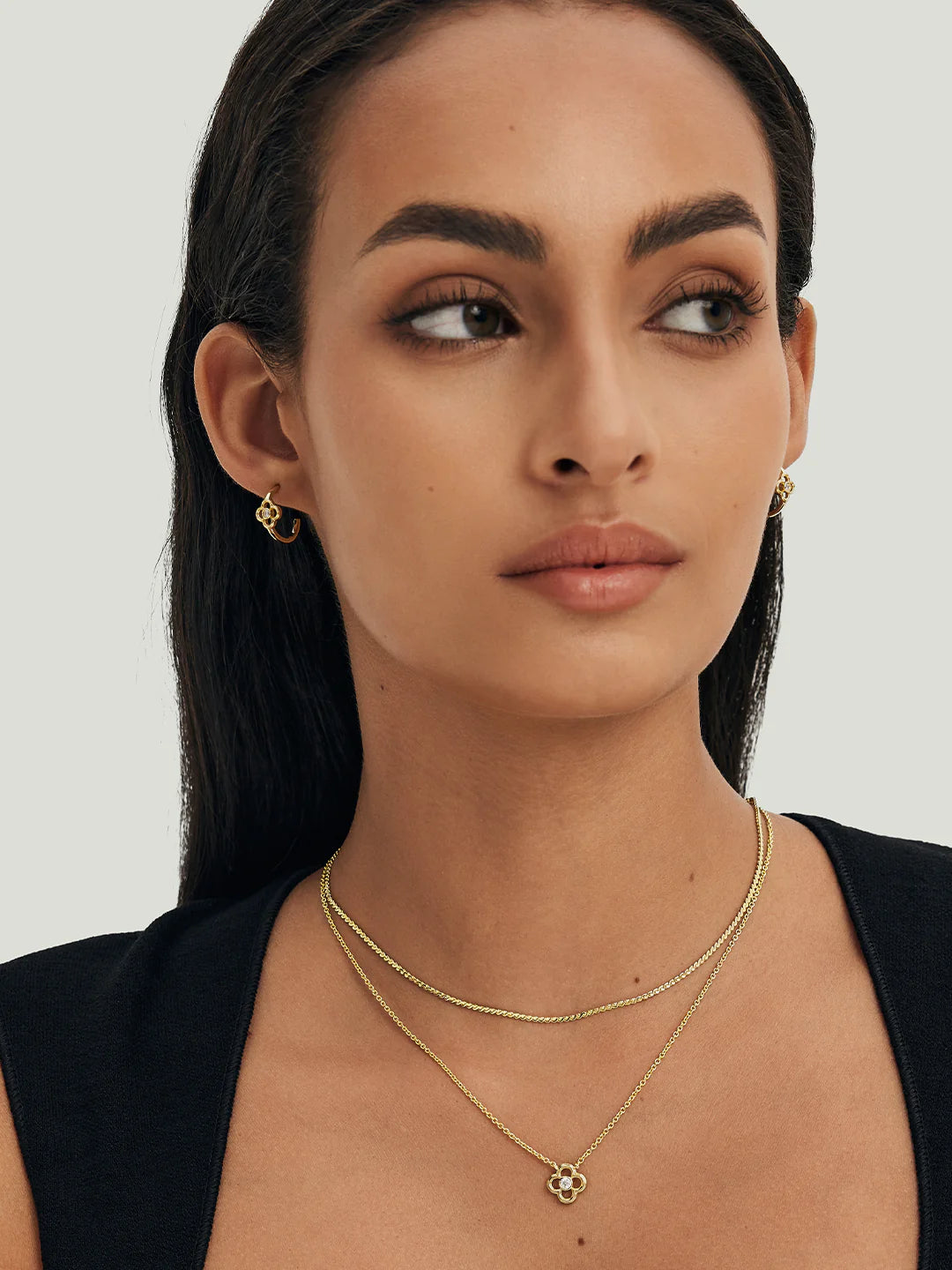 Clover Crystal Hoops