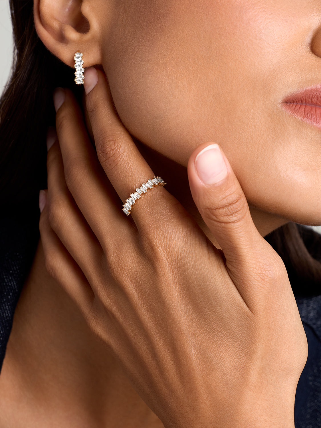 Baguette Sapphire Hoops