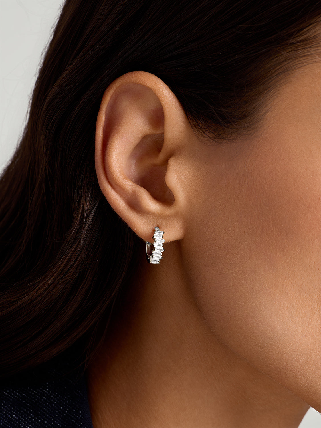 Baguette Sapphire Hoops