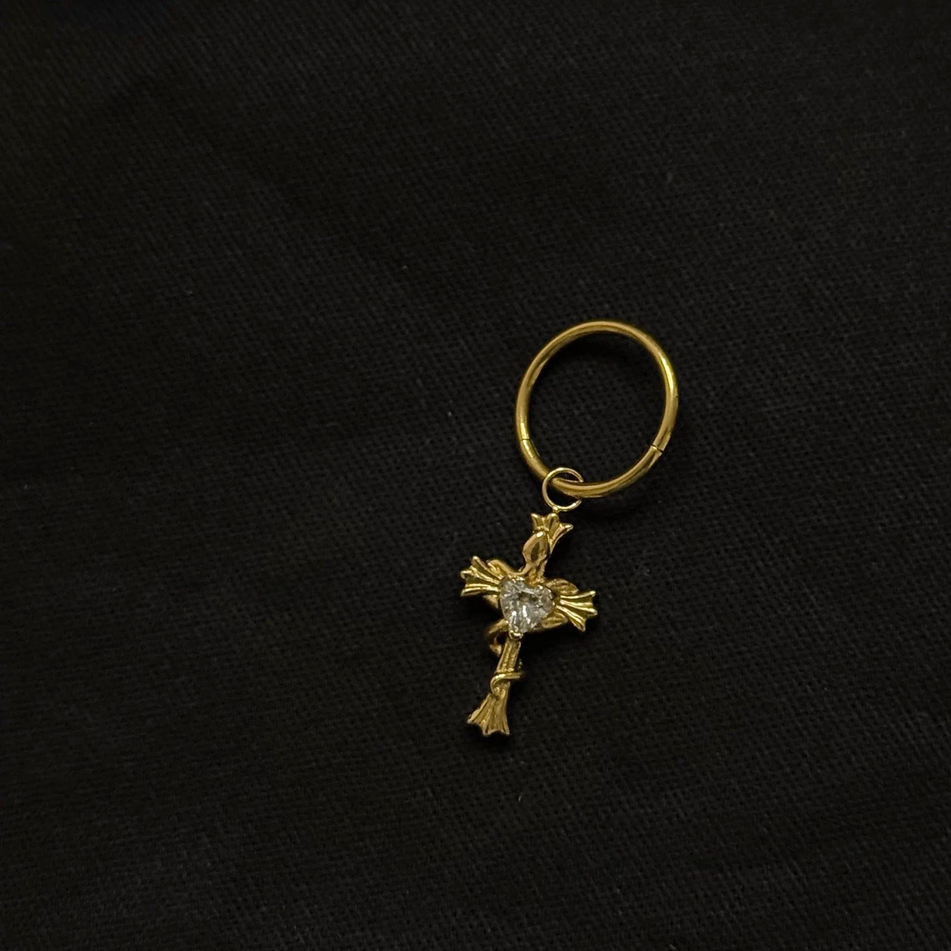 Gold Divine Heart Helix Earrings