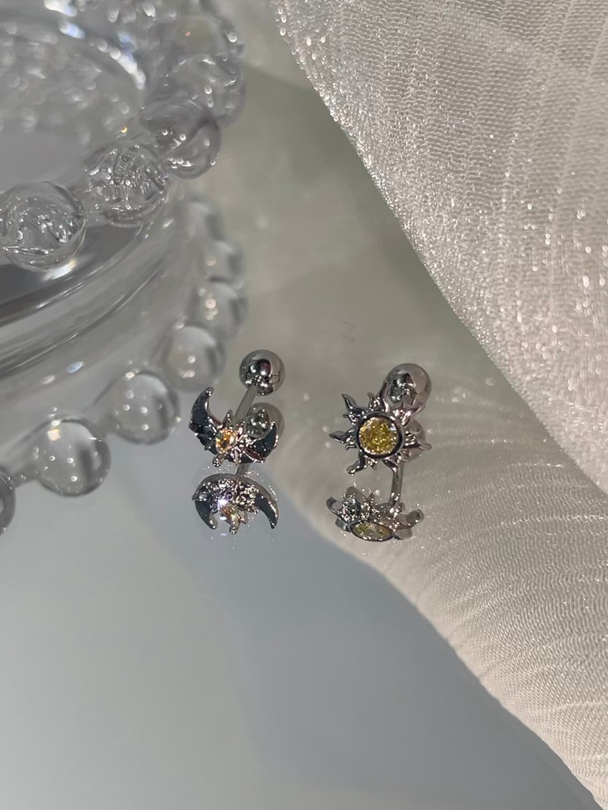 Radiant Sun & Moon Helix Earrings