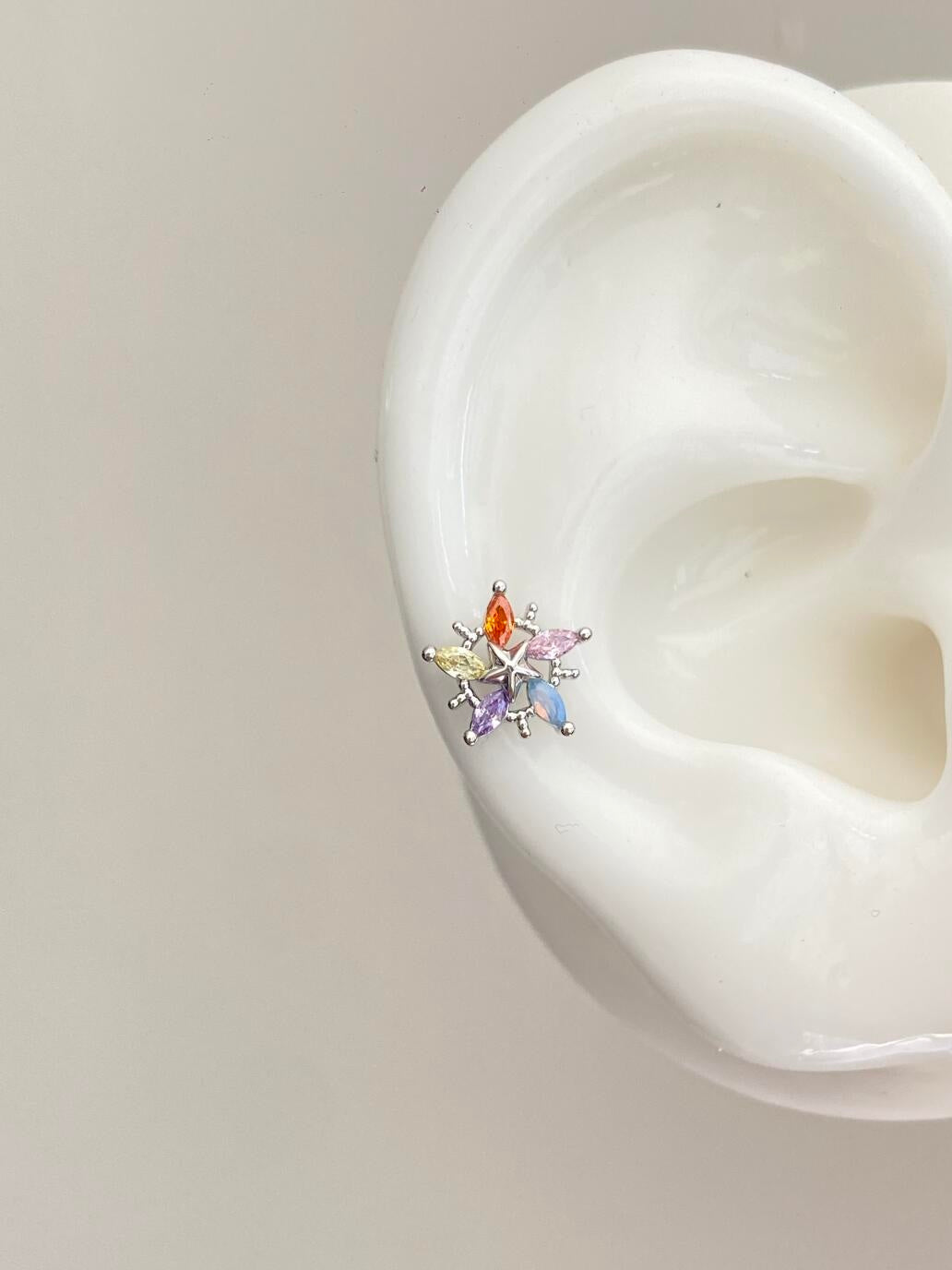 Rainbow Starburst Helix Earrings