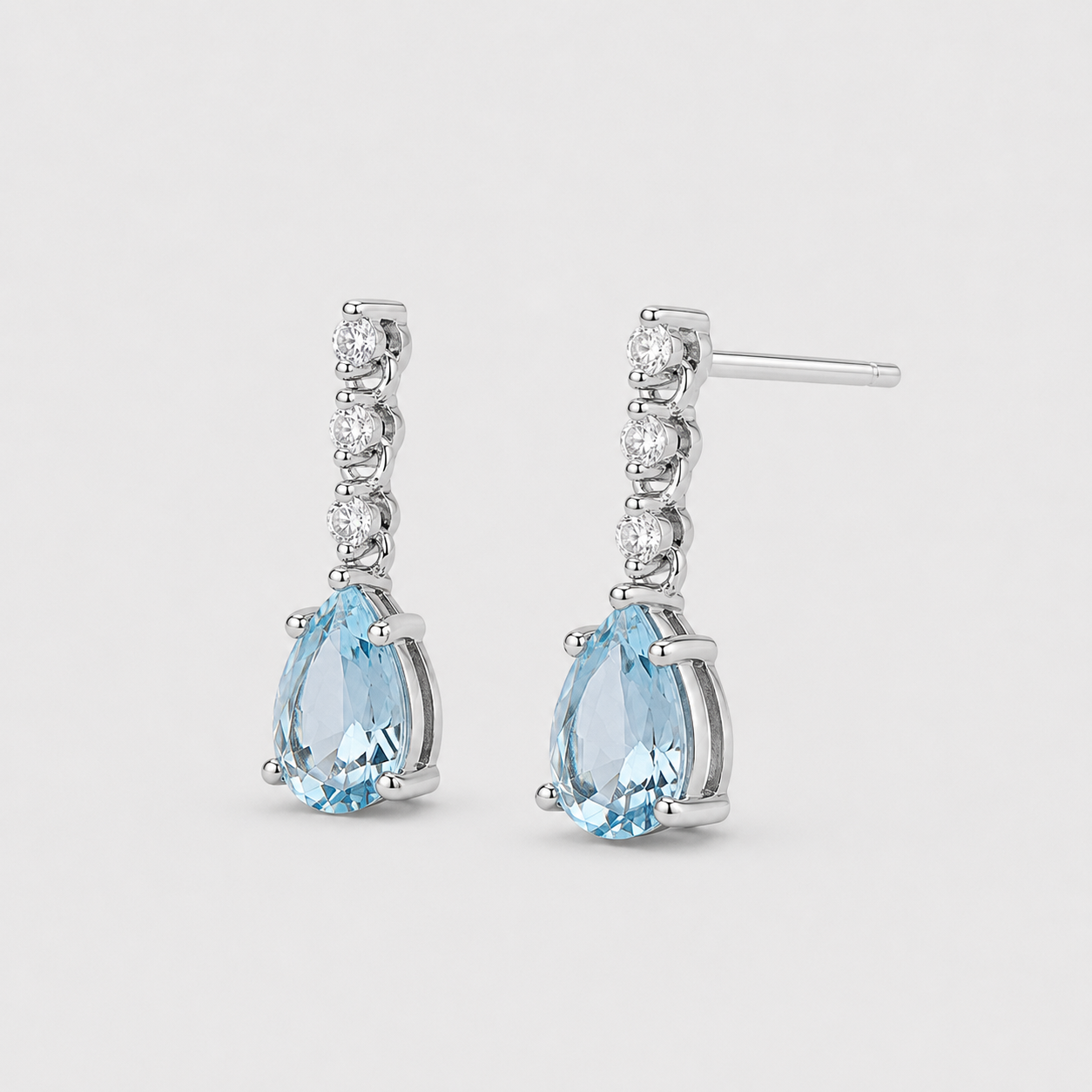 Aqua Teardrop Crystal Drop Earrings