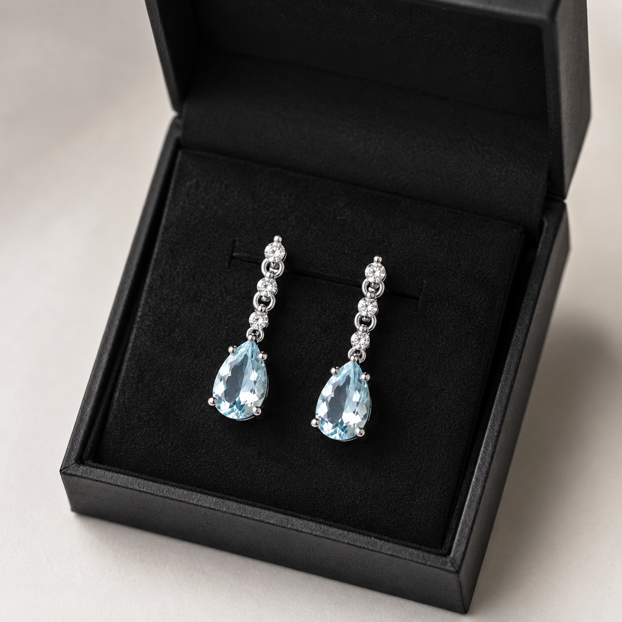 Aqua Teardrop Crystal Drop Earrings