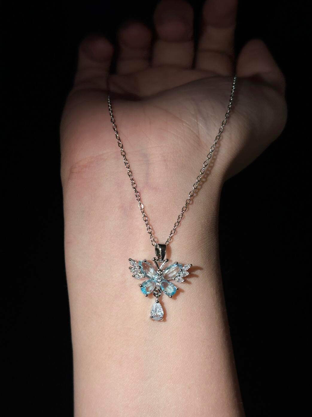 Ice Petal Butterfly Necklace