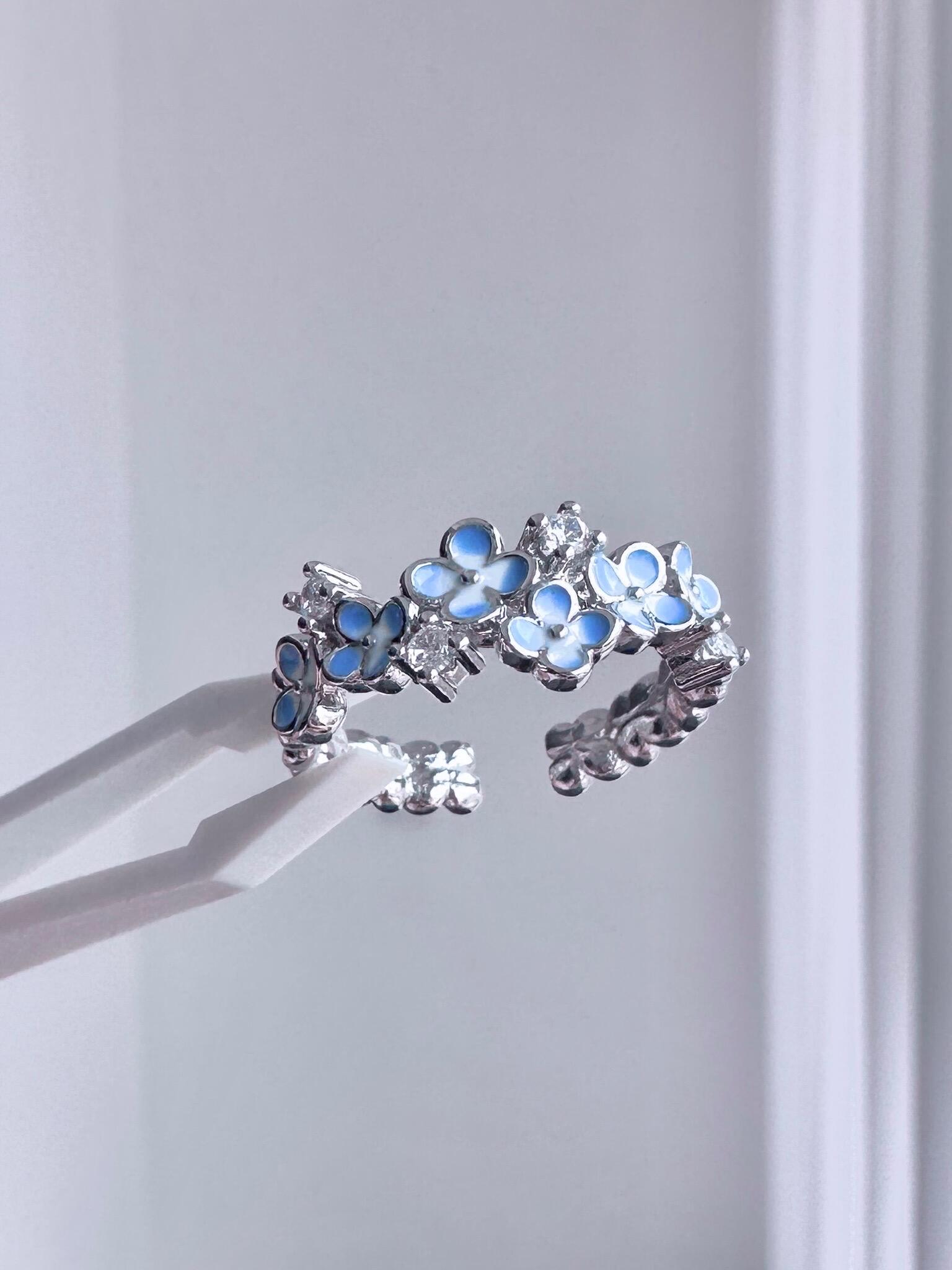 Azure Flower Adjustable Ring