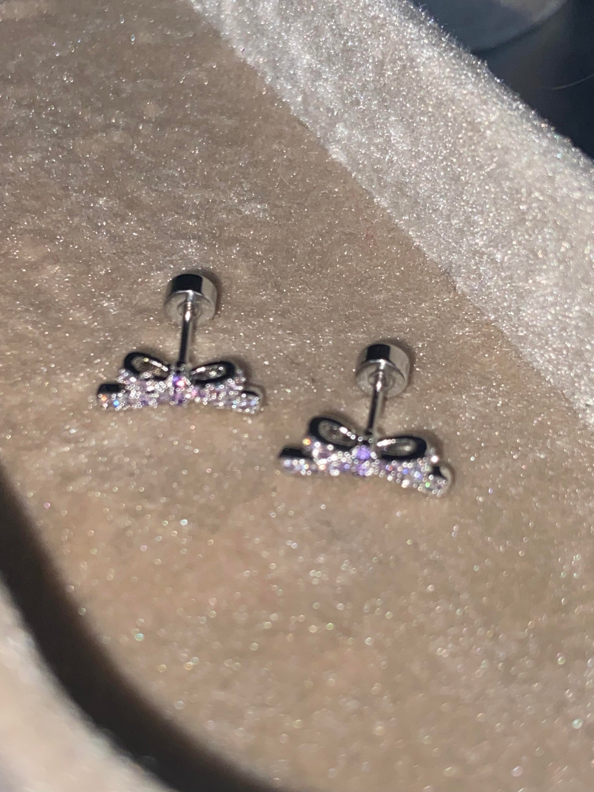 Purple Fairy Bow Helix Earrings