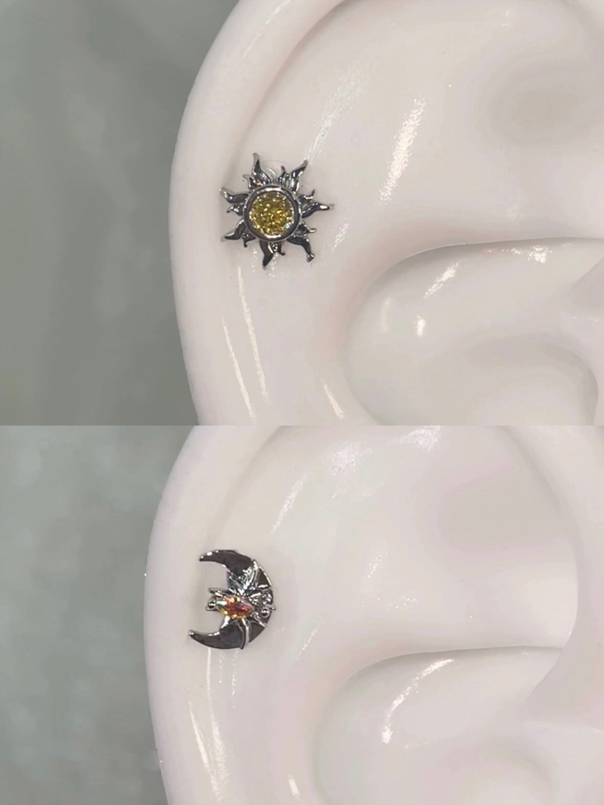 Radiant Sun & Moon Helix Earrings