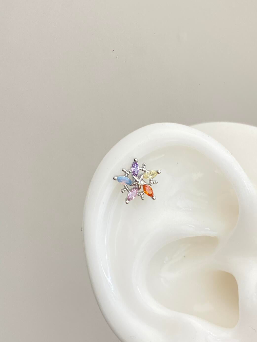 Rainbow Starburst Helix Earrings
