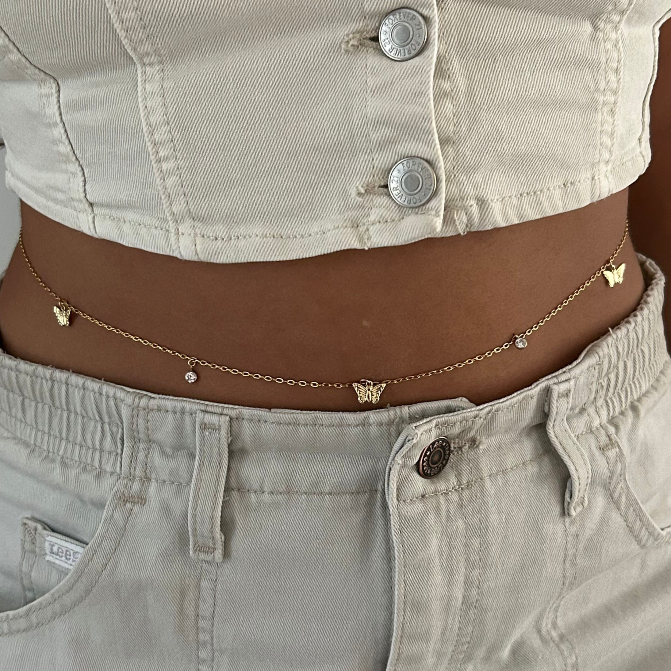 Alle CZ Butterfly Waist Chain