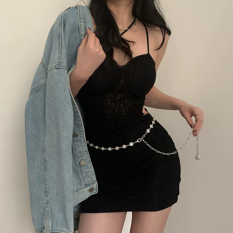 Metal waist chain women's high-end summer dress trendy ins style decorative suit thin belt fashion chain
