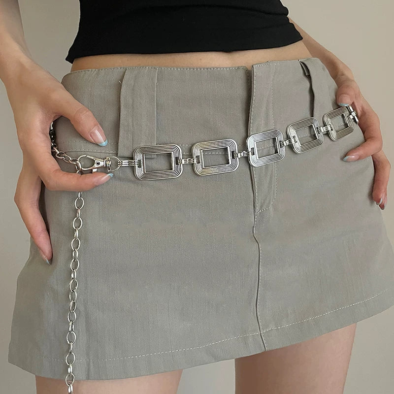 Bohemian rectangular metal waist chain women's dress 2026 new high-end design versatile belt
