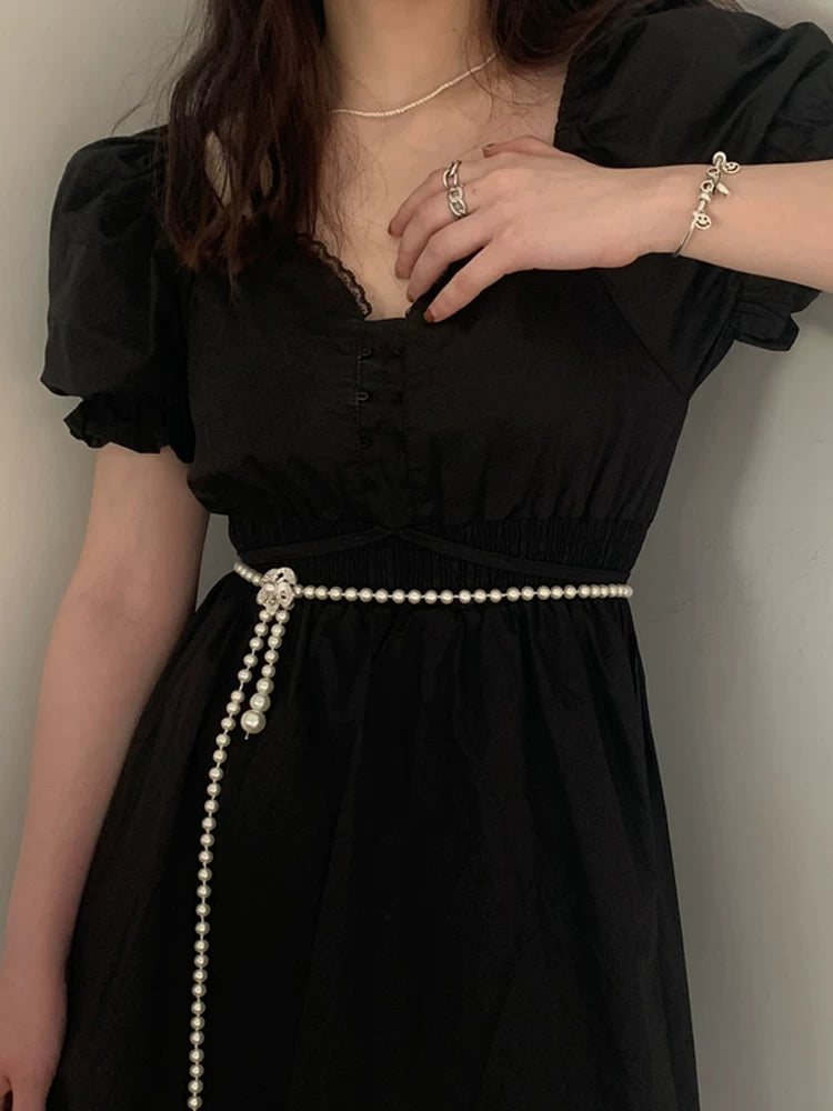 Pearl new waist chain women's shirt versatile decorative dress thin belt ins belt Hanfu waist accessories summer