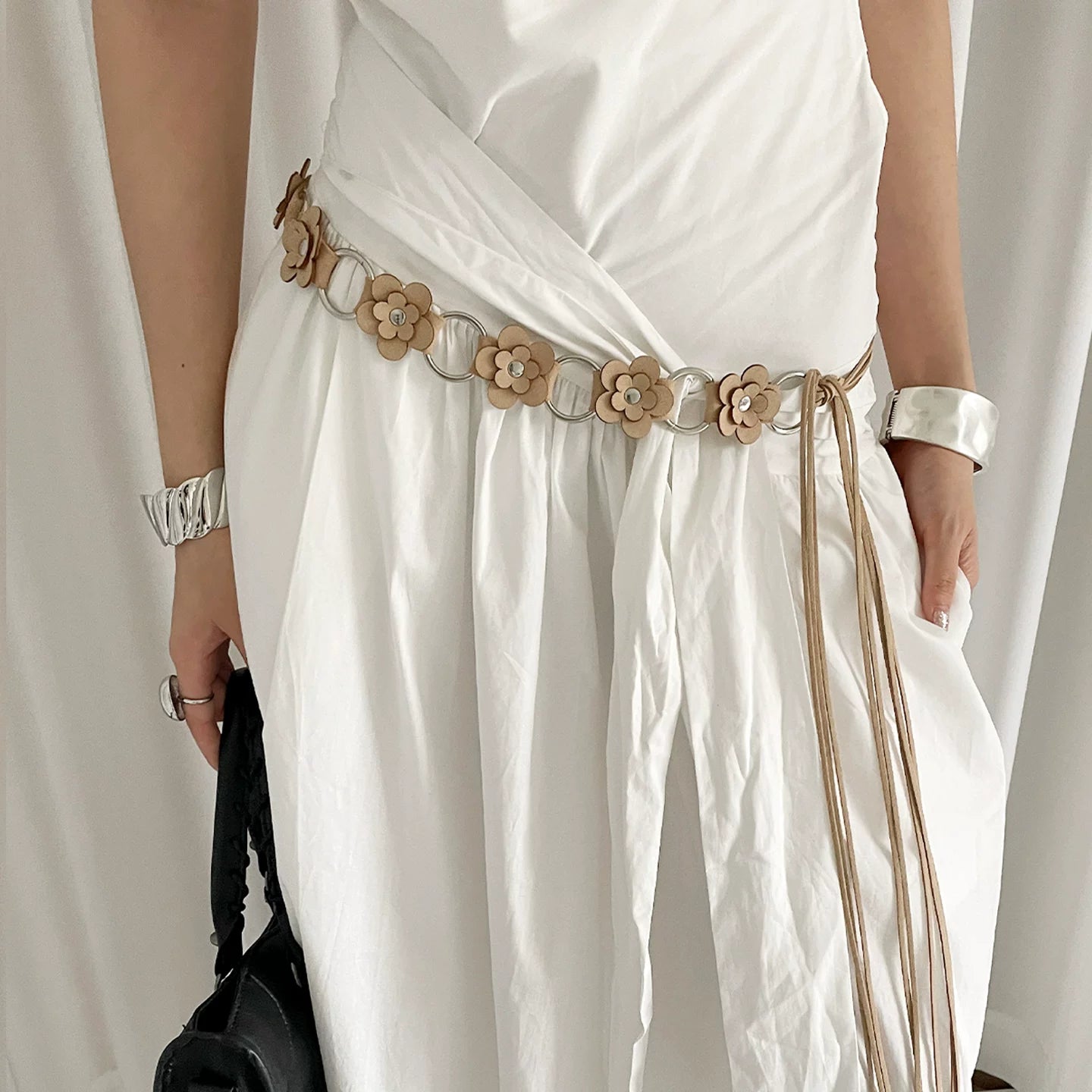 Bohemian ethnic style flower belt women with dress jeans waist rope high-end waist chain accessories